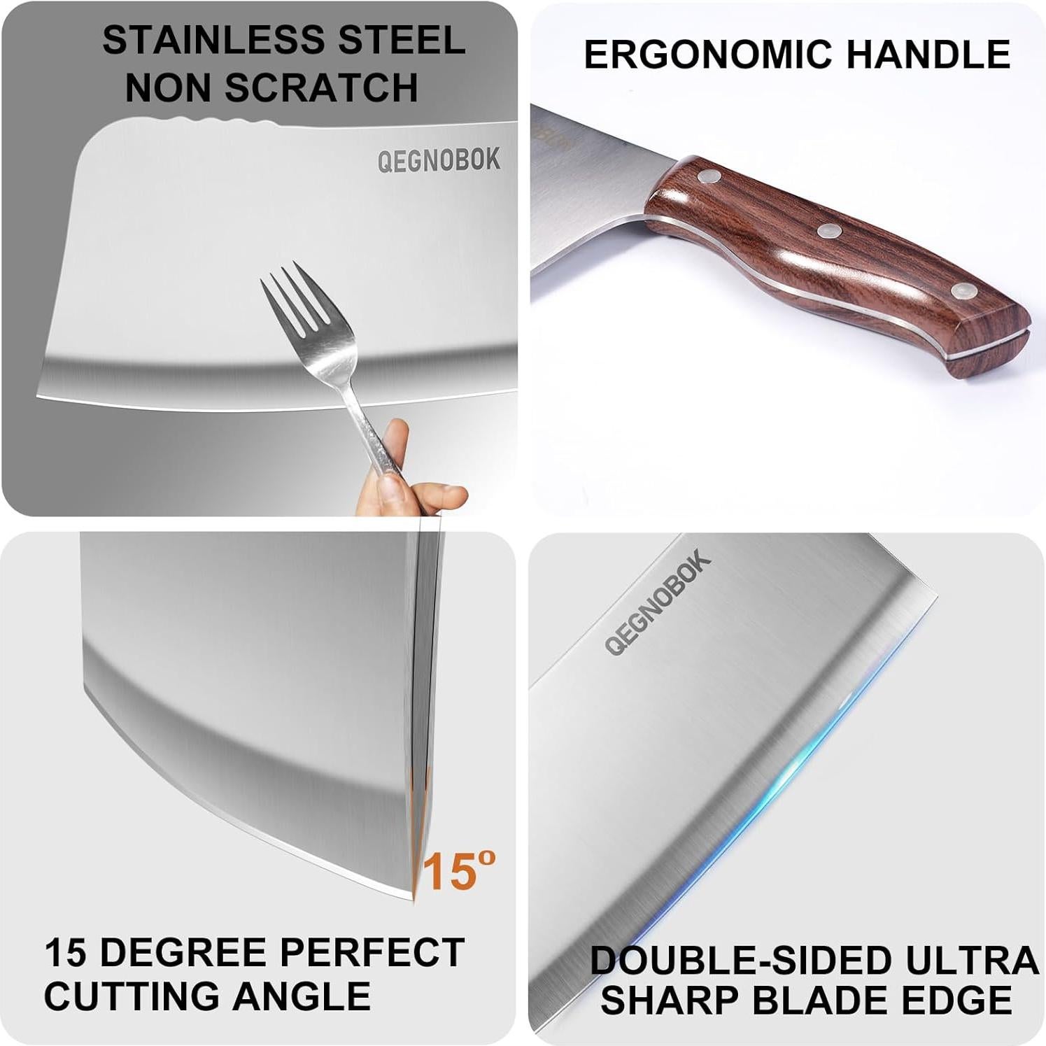 Cuchillo de Carnicero QEGNOBOK 17.78 cm Acero Inoxidable