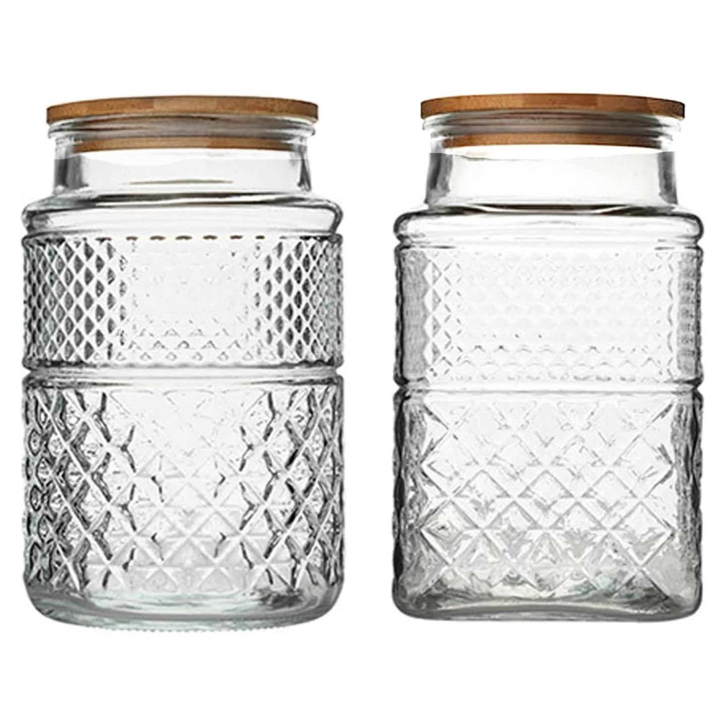 Tarro de Almacenamiento de Vidrio Prettidecor 1.89L con Tapa de Bambú