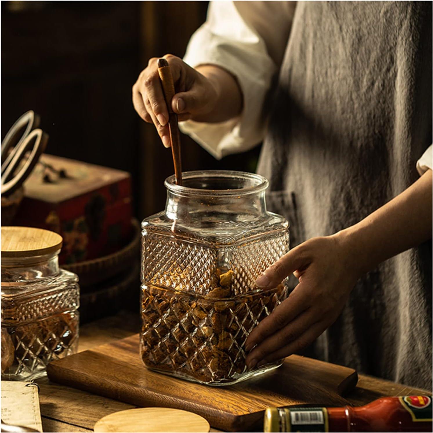 Tarro de Almacenamiento de Vidrio Prettidecor 1.89L con Tapa de Bambú