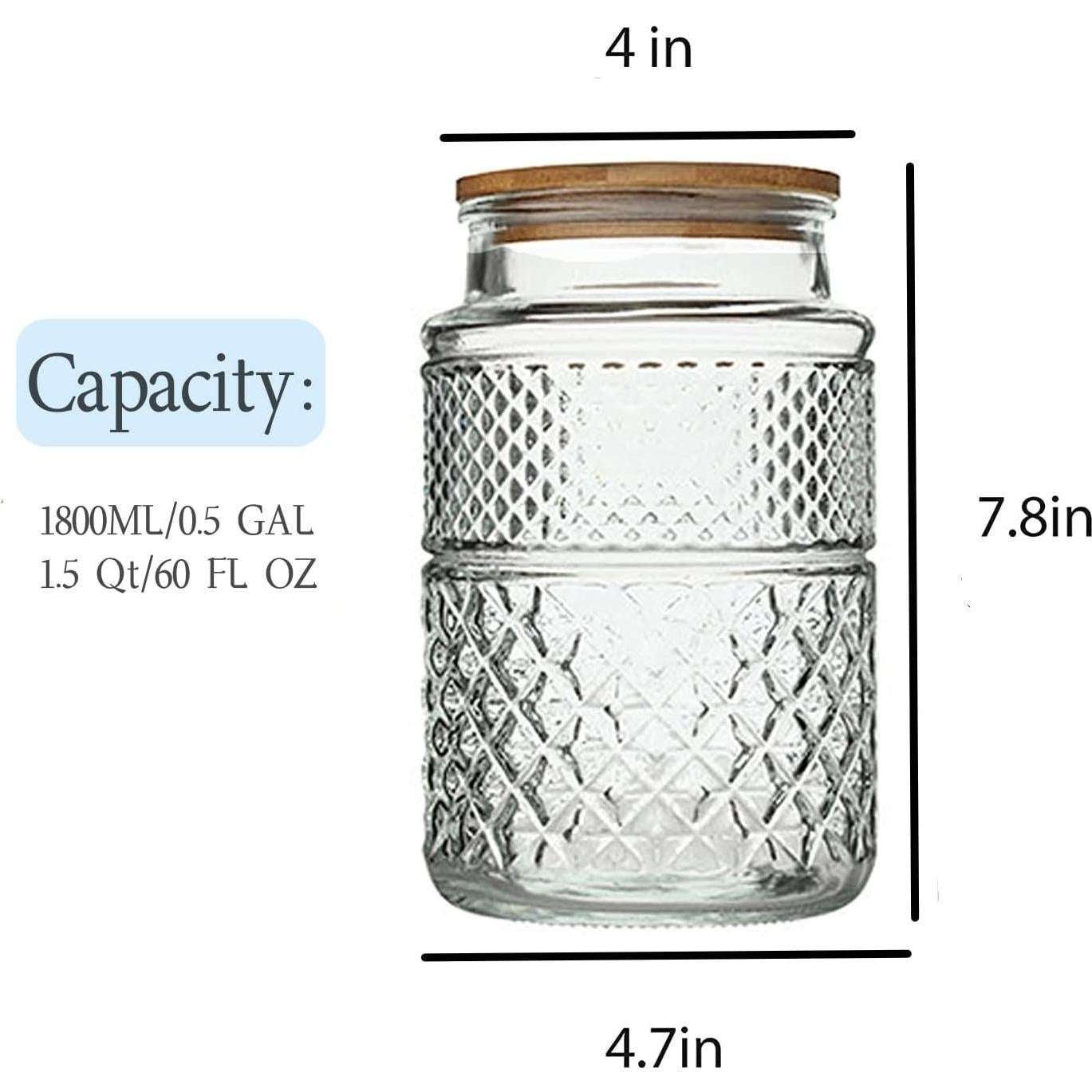 Tarro de Almacenamiento de Vidrio Prettidecor 1.89L con Tapa de Bambú