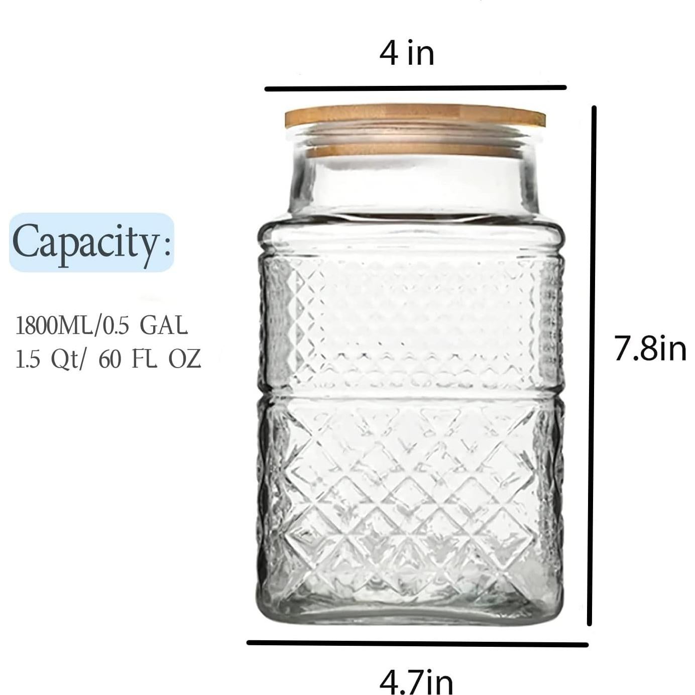 Tarro de Almacenamiento de Vidrio Prettidecor 1.89L con Tapa de Bambú