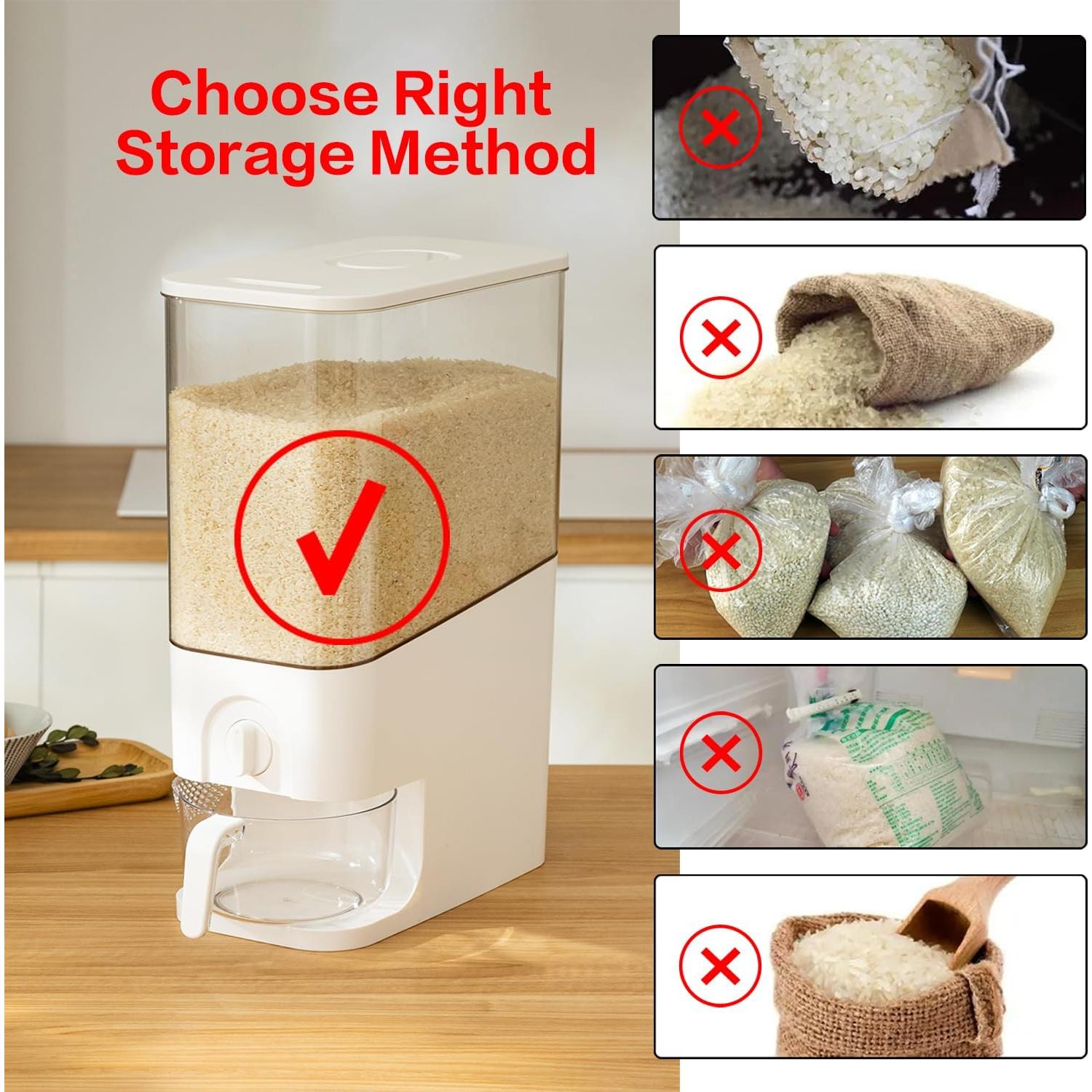 Contenedor de arroz hermético LIVLAB 10L con taza medidora