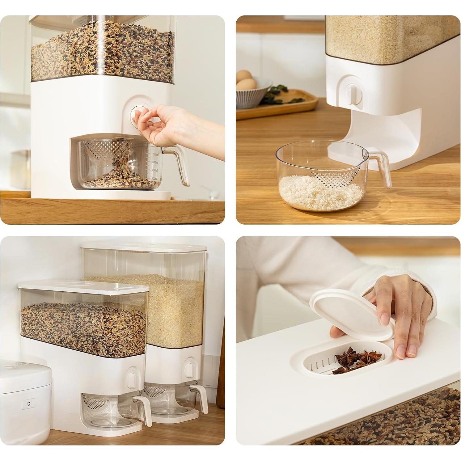 Contenedor de arroz hermético LIVLAB 10L con taza medidora