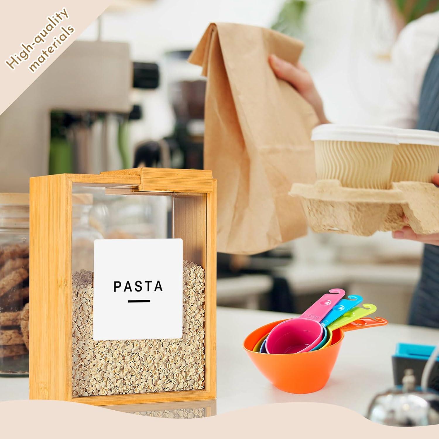 Dispensador de Cereal de Bambú 2 Pcs 2.2 L con Tazas Medidoras