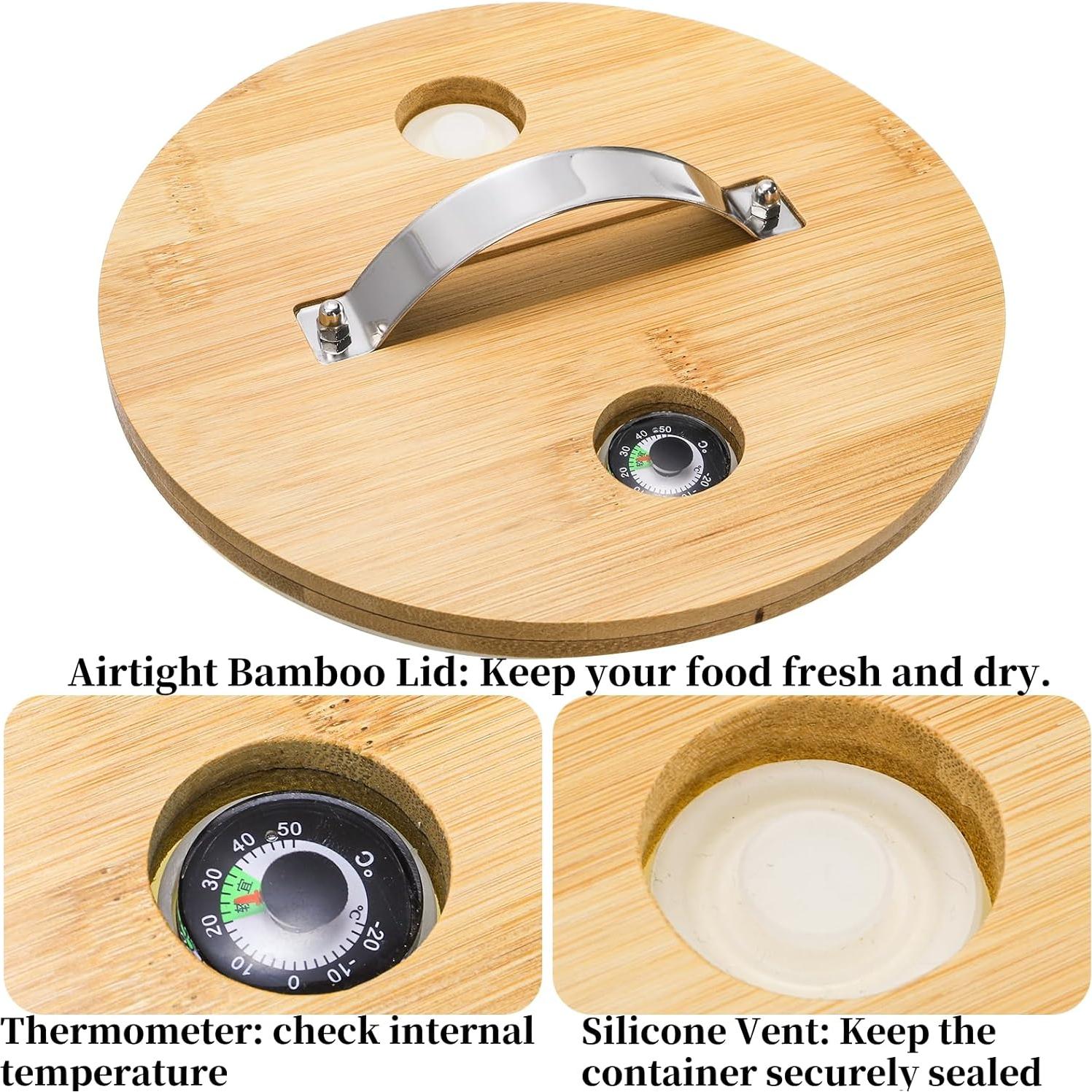 Dispensador de arroz de vidrio Goaste 5L con soporte de bambú