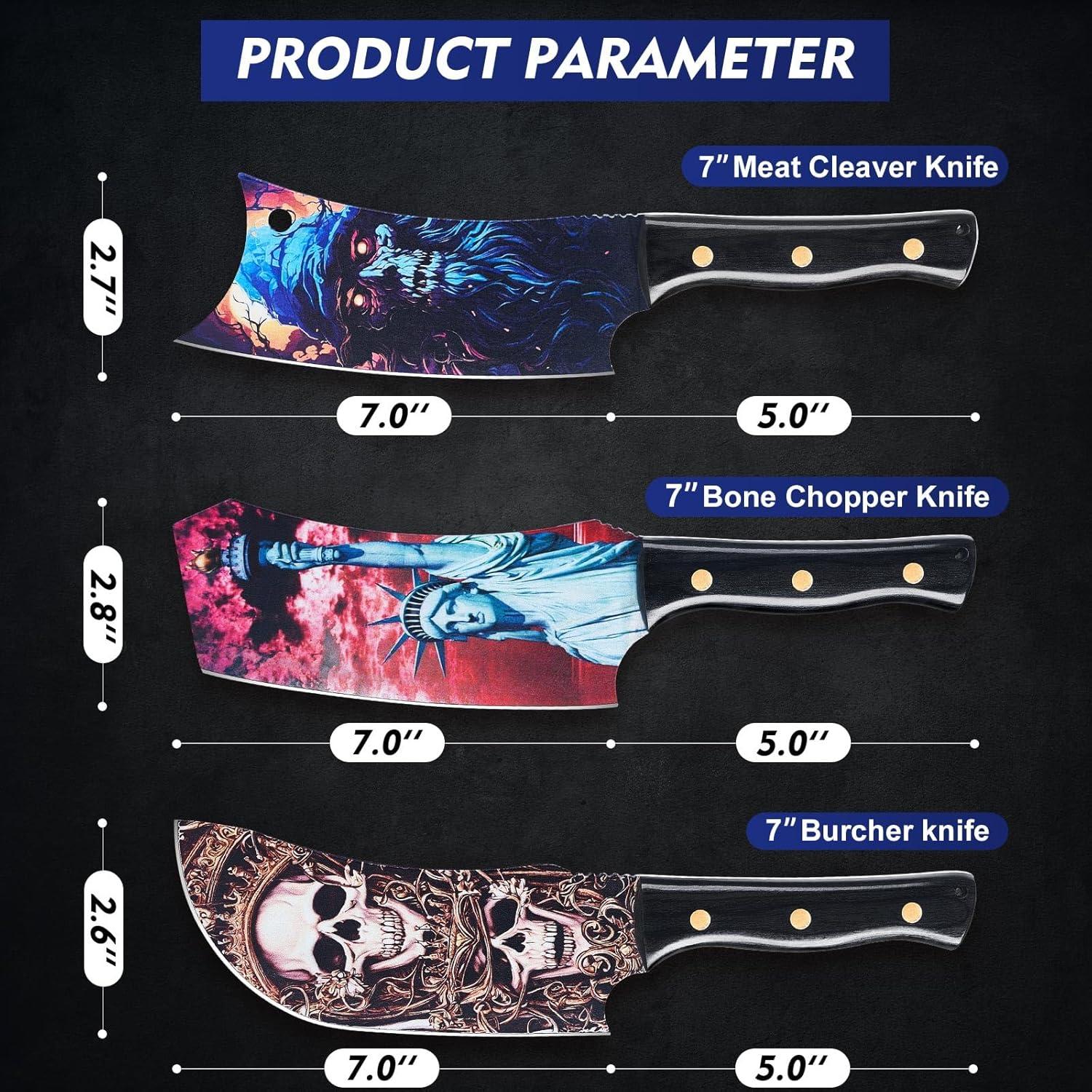 Juego de cuchillos de carnicero Topfeel 3 piezas acero inoxidable