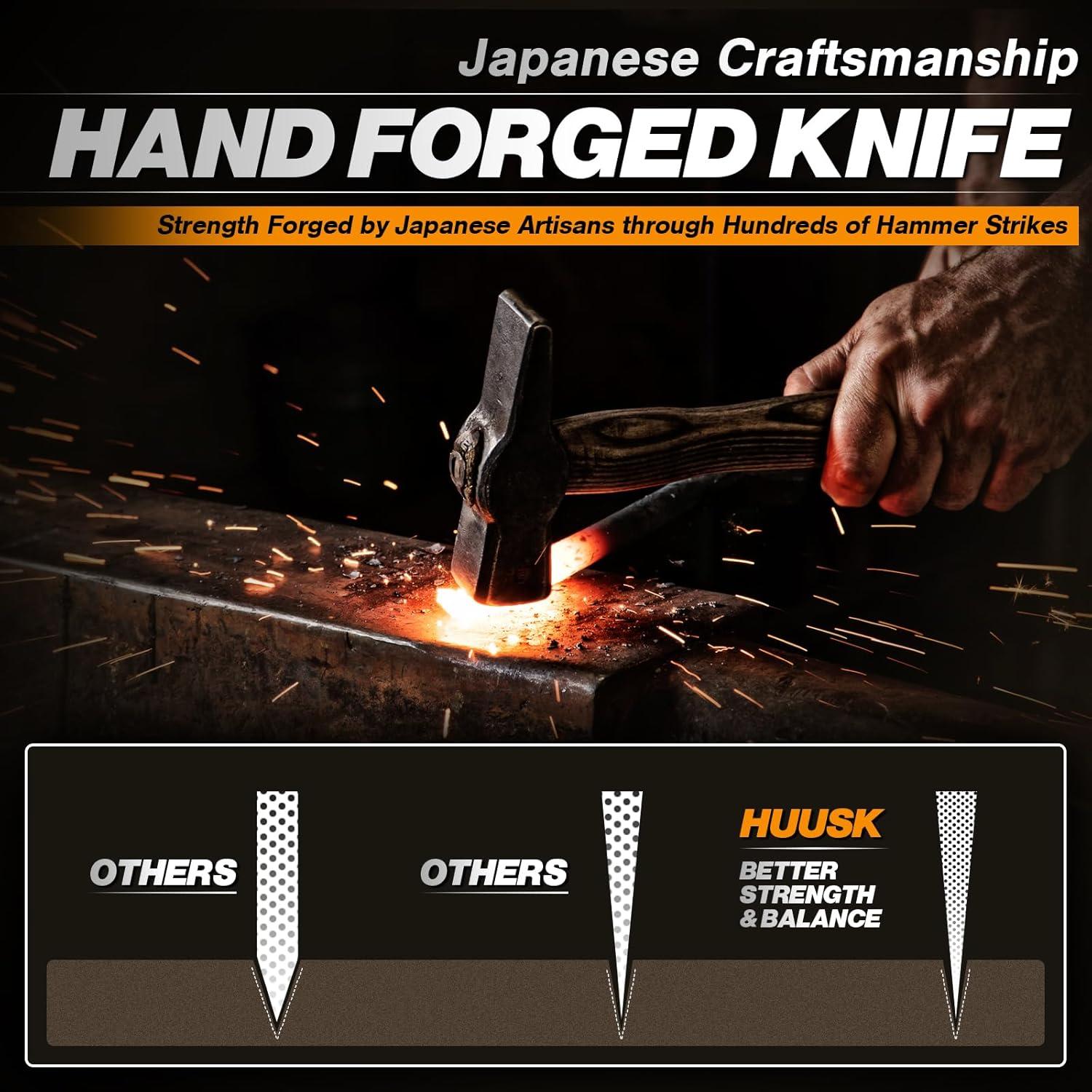 Cuchillo de Carnicero Huusk 16.2 cm Acero Damasco Madera Rosa