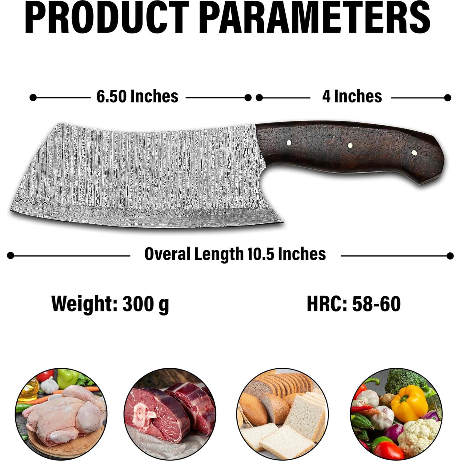 Cuchillo Deshuesador RYOBA 17.78 cm Acero Damasco Mango Madera