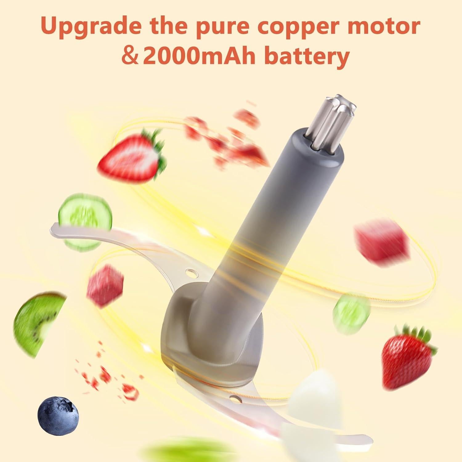 Procesador de Alimentos Portátil Kawu 500ml, Picadora Eléctrica USB