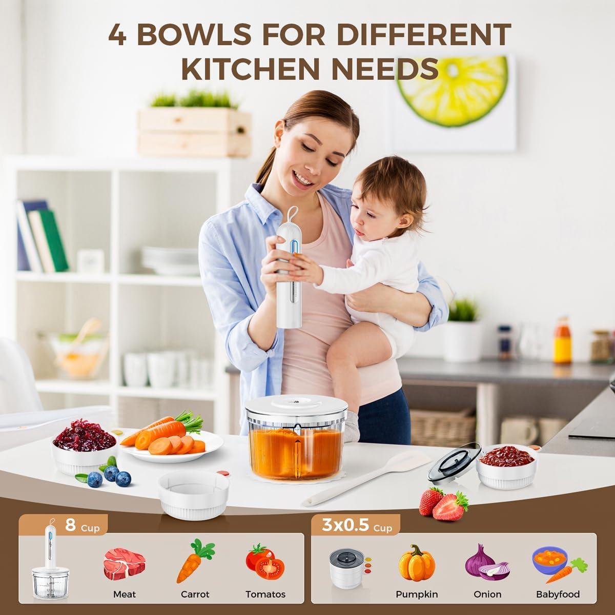 Procesador de Alimentos TTFTTF 8 Tazas 3 Cuchillas Blanco