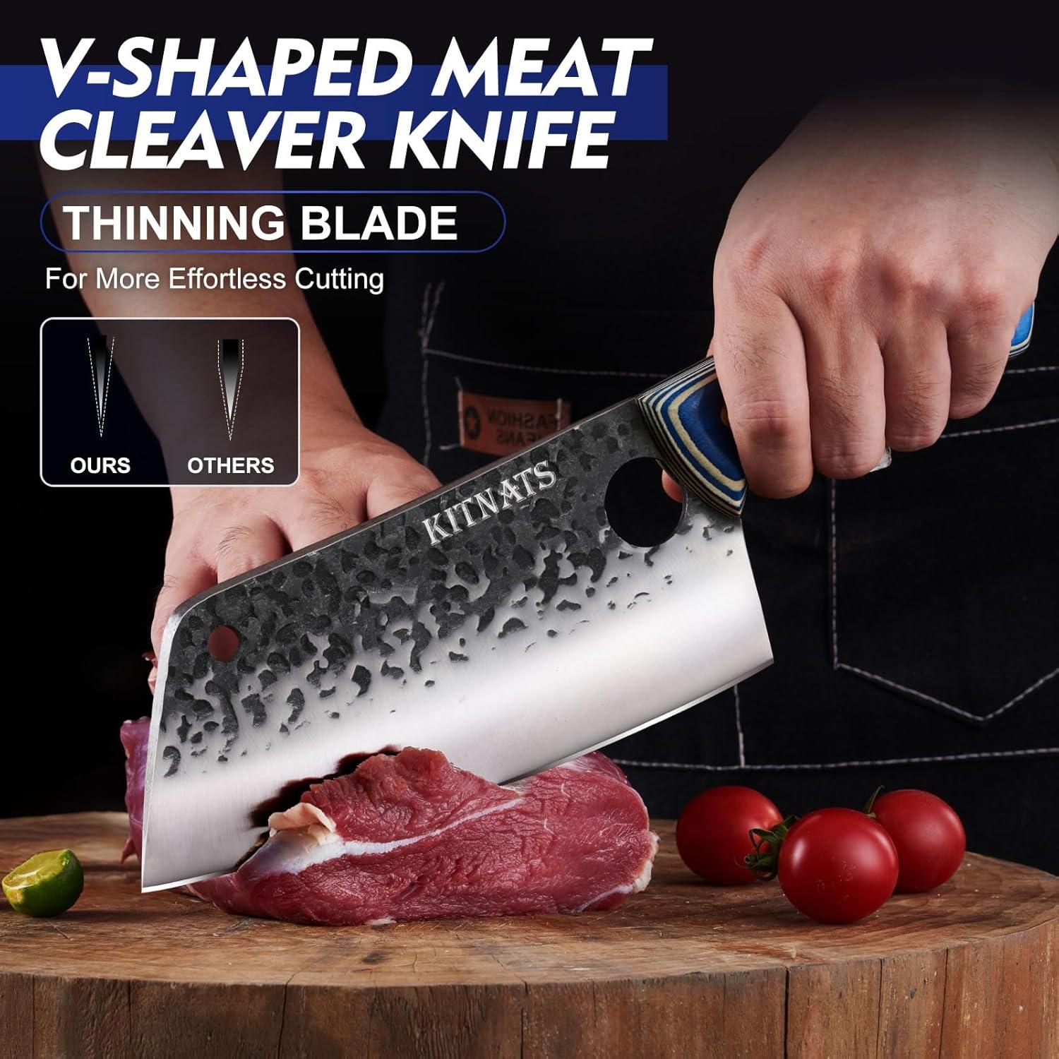 Juego de cuchillos de carnicero KITNATS 3 piezas forjados a mano