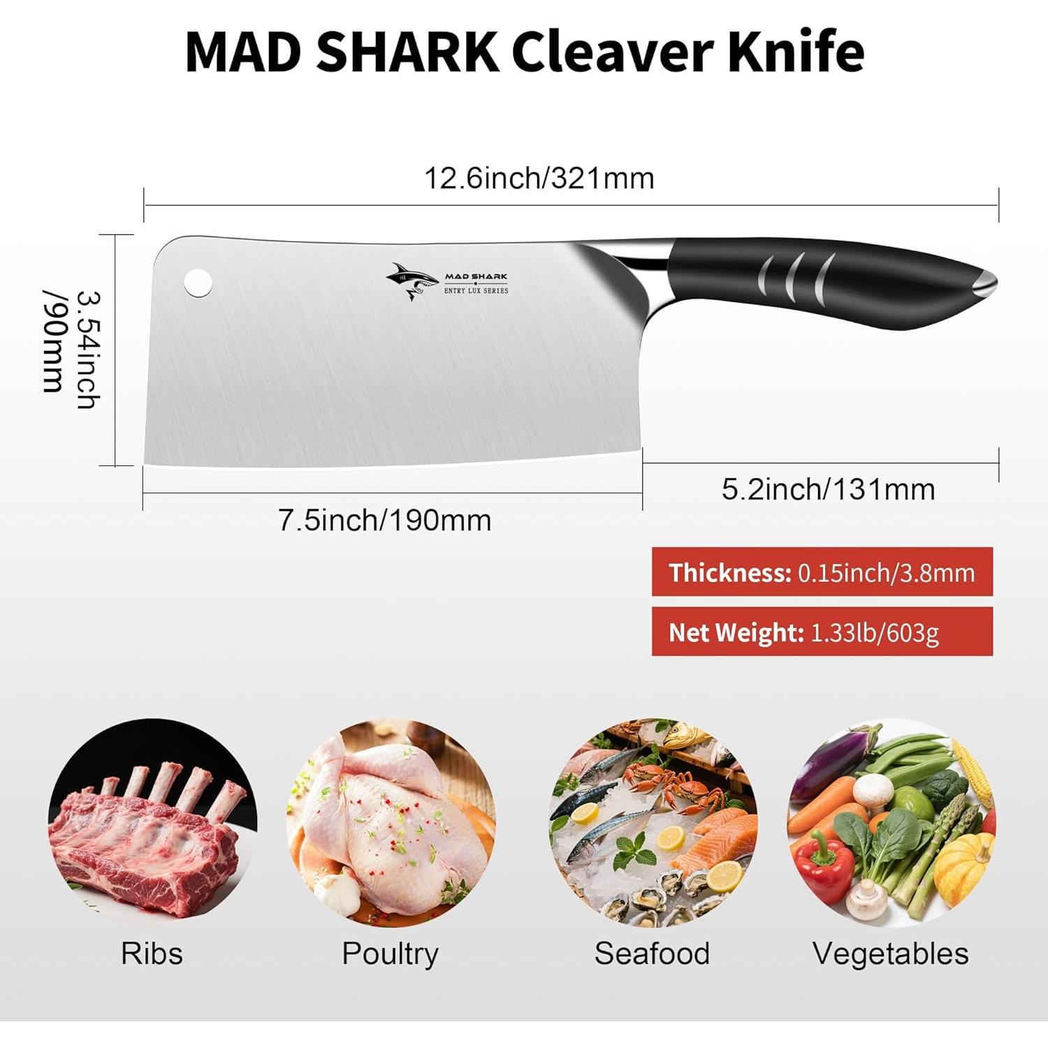 Cuchillo de Carnicero MAD SHARK 19.1 cm Acero Inoxidable Profesional