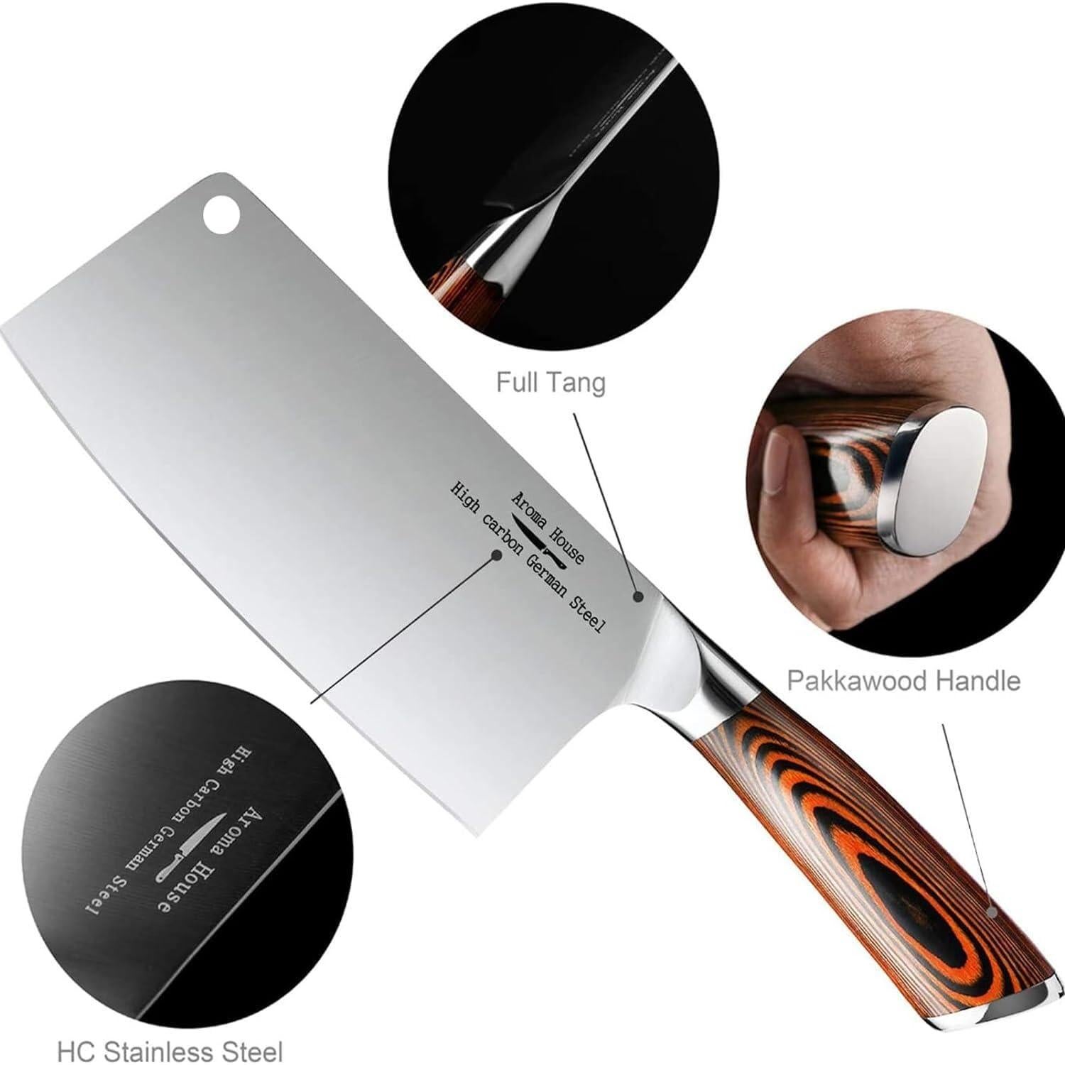 Cuchillo de Carnicero Aroma House 17.78 cm Acero Inoxidable