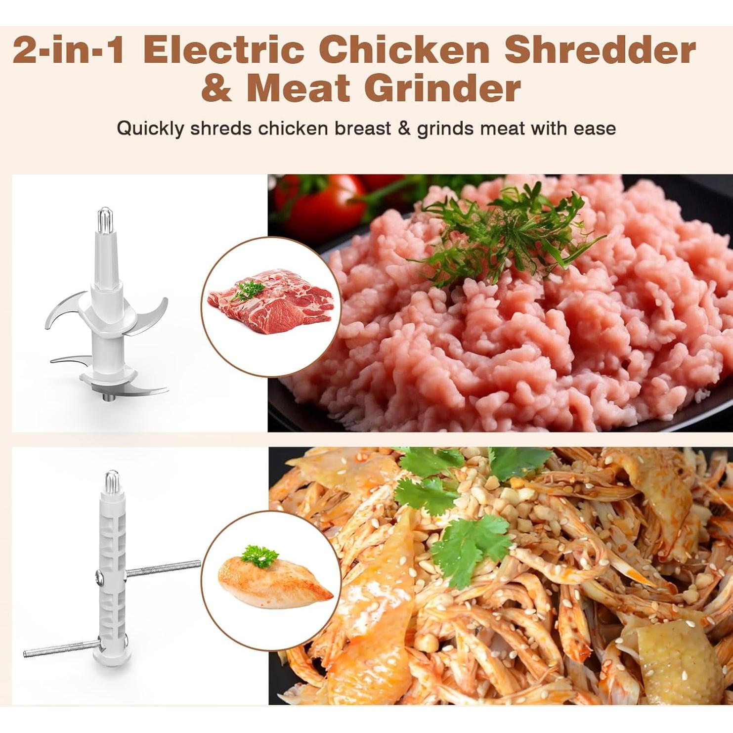 Desmenuzador de Pollo Eléctrico BlueFire 250W 1.5L BPA Free