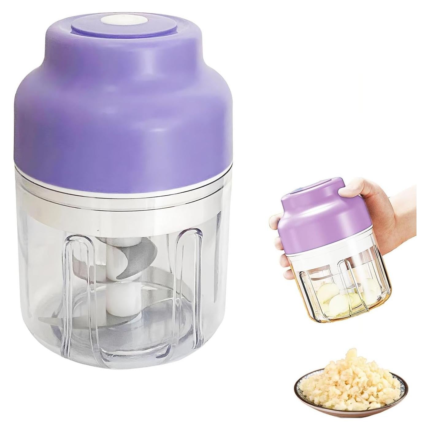 Picador de Ajo Eléctrico DIYOHFE 320ml Portátil Morado
