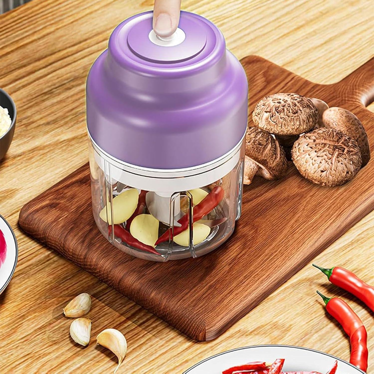 Picador de Ajo Eléctrico DIYOHFE 320ml Portátil Morado