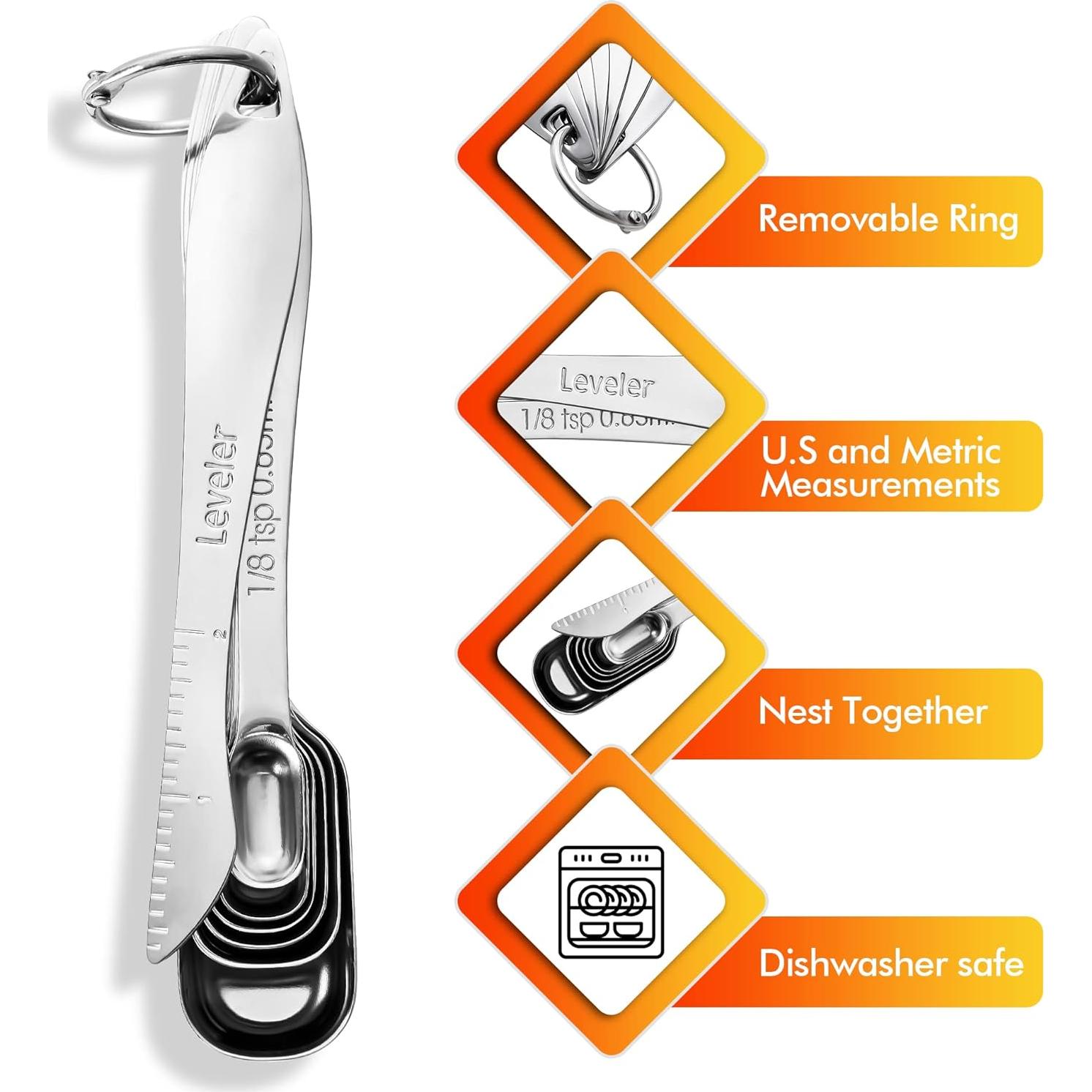 Juego de Cucharas Medidoras Rainspire Acero Inoxidable 7 Piezas