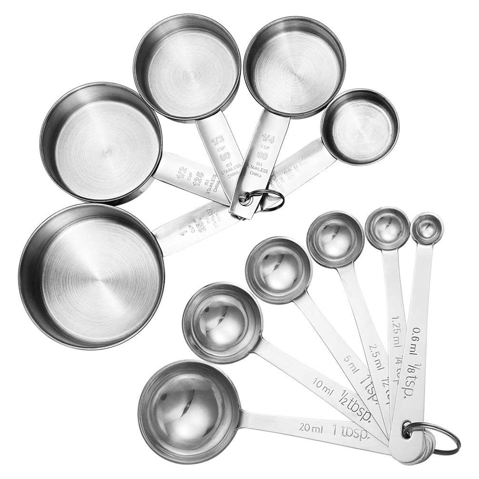 Set de 11 Cucharas y Tazas Medidoras Acero Inoxidable Accmor