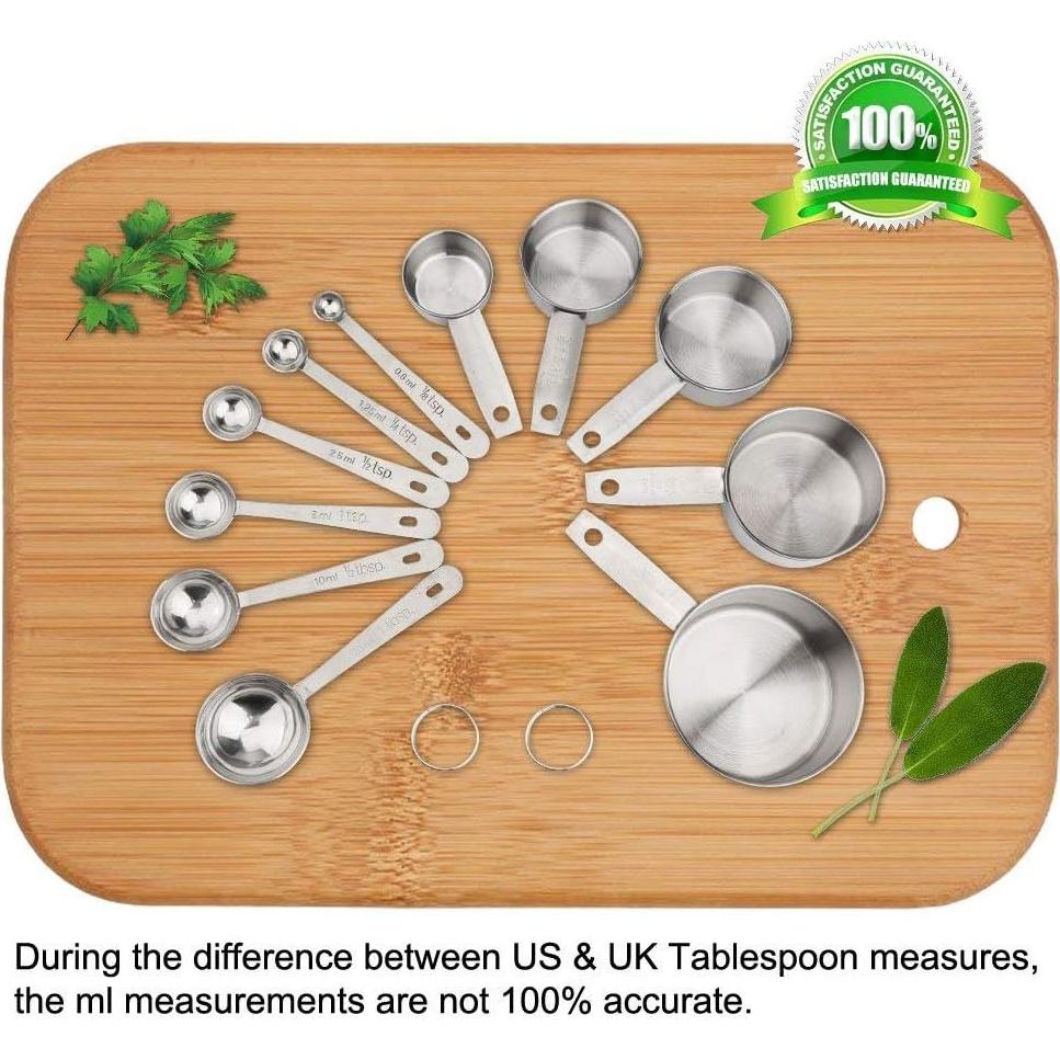 Set de 11 Cucharas y Tazas Medidoras Acero Inoxidable Accmor