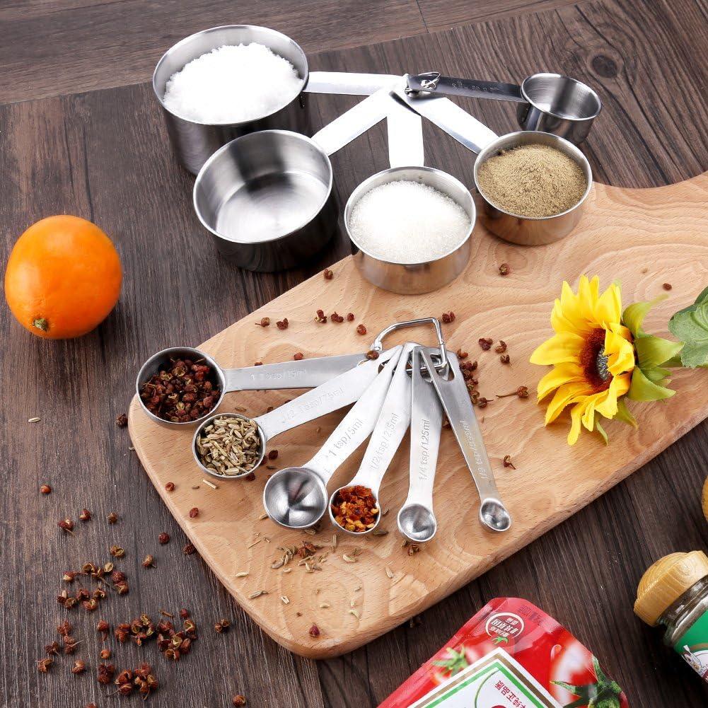 Set de 11 Cucharas y Tazas Medidoras Acero Inoxidable Accmor