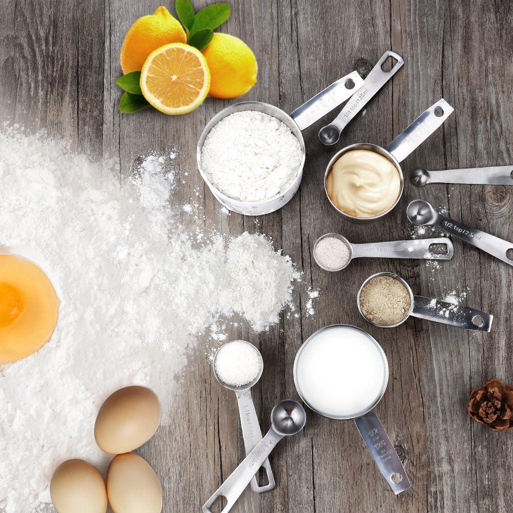 Set de 11 Cucharas y Tazas Medidoras Acero Inoxidable Accmor