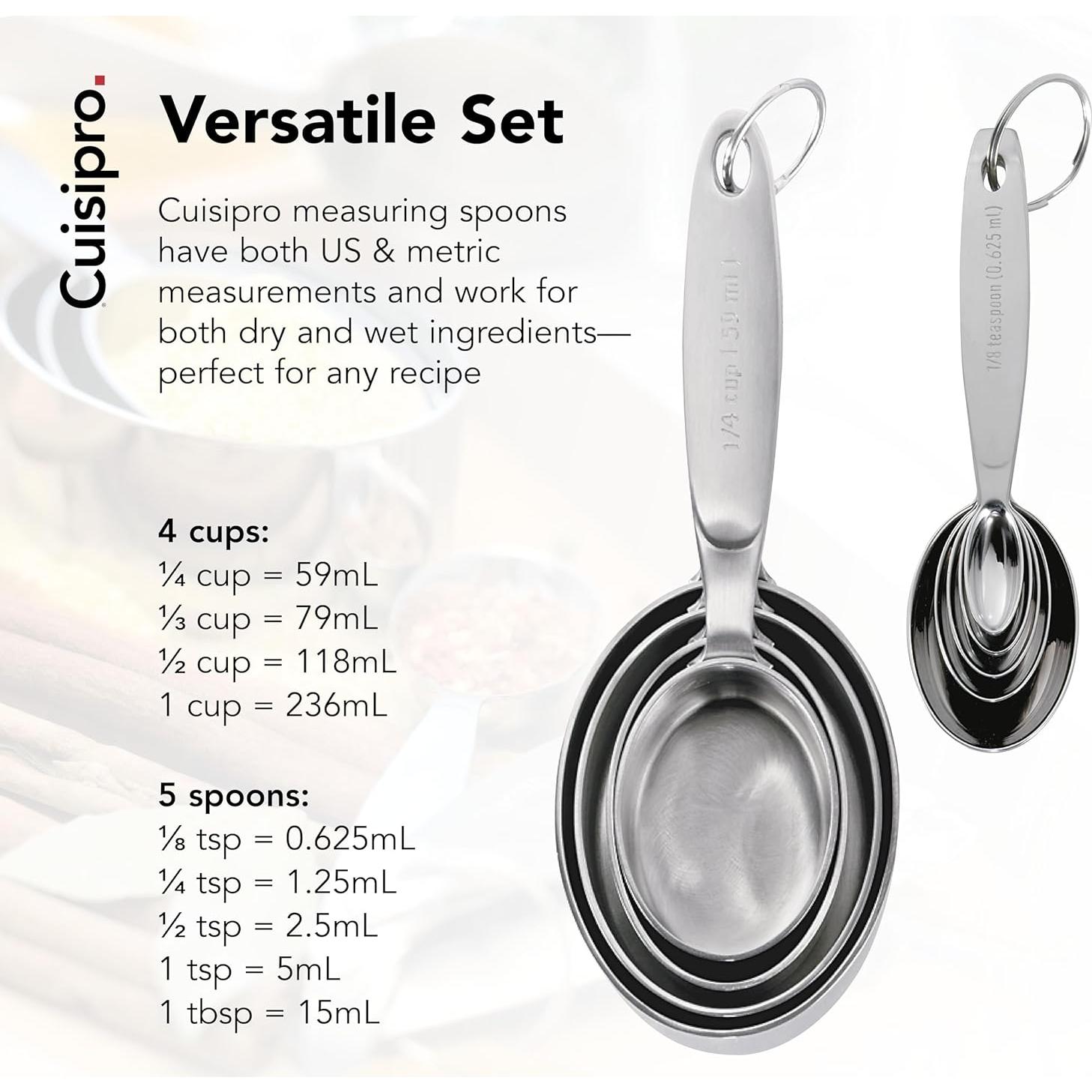 Juego de Tazas y Cucharas Medidoras Cuisipro Acero Inoxidable