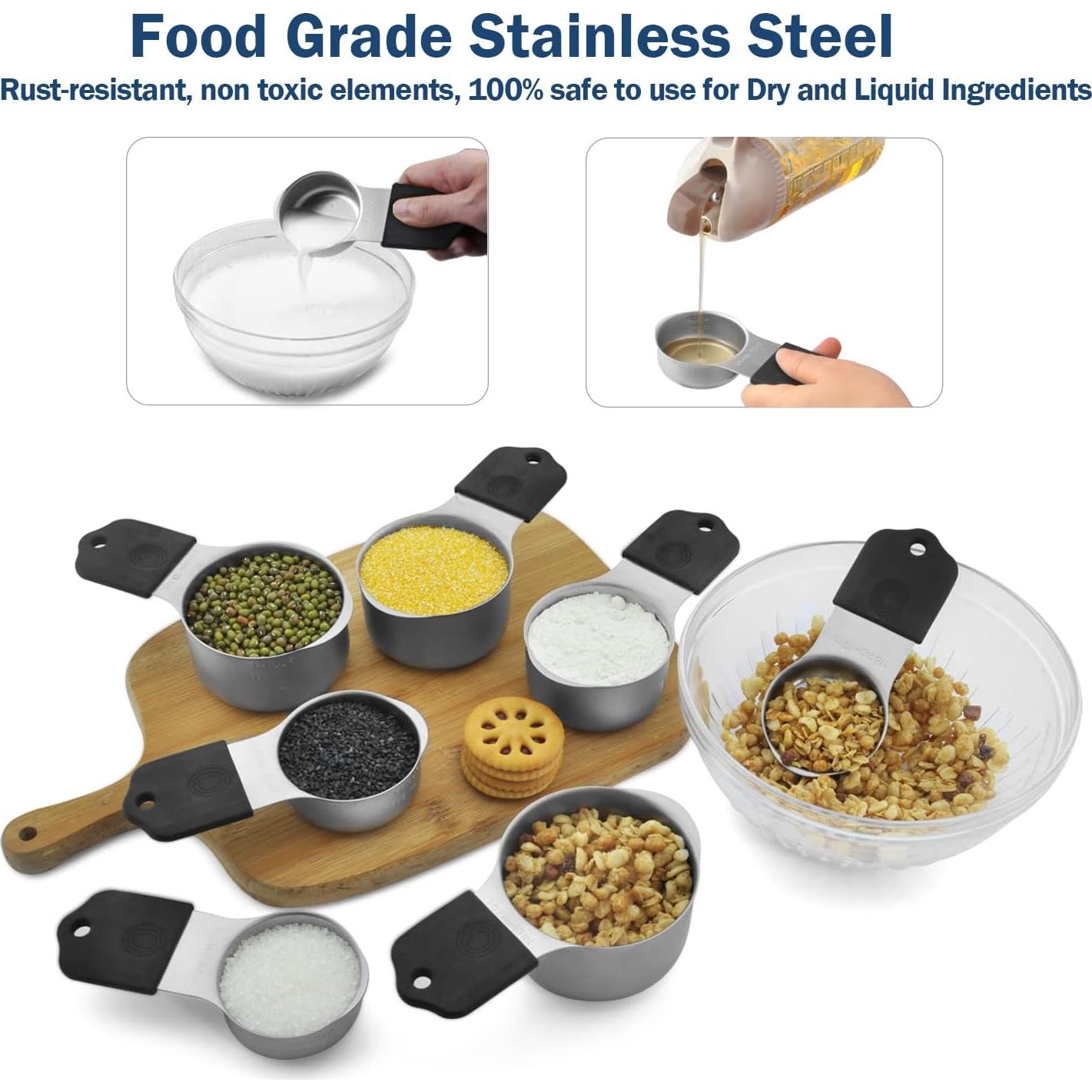 Juego de Tazas Medidoras Magnéticas WARMHEART 7 Piezas Acero Inoxidable 300 ml