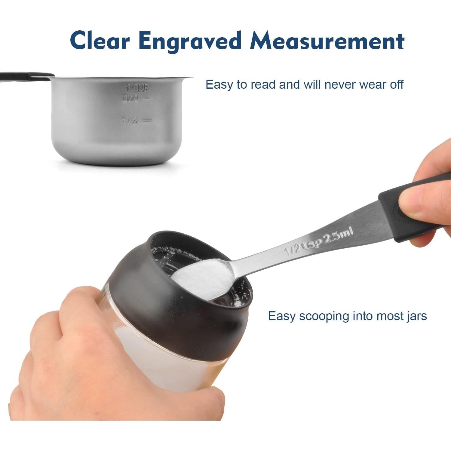 Juego de Tazas Medidoras Magnéticas WARMHEART 7 Piezas Acero Inoxidable 300 ml