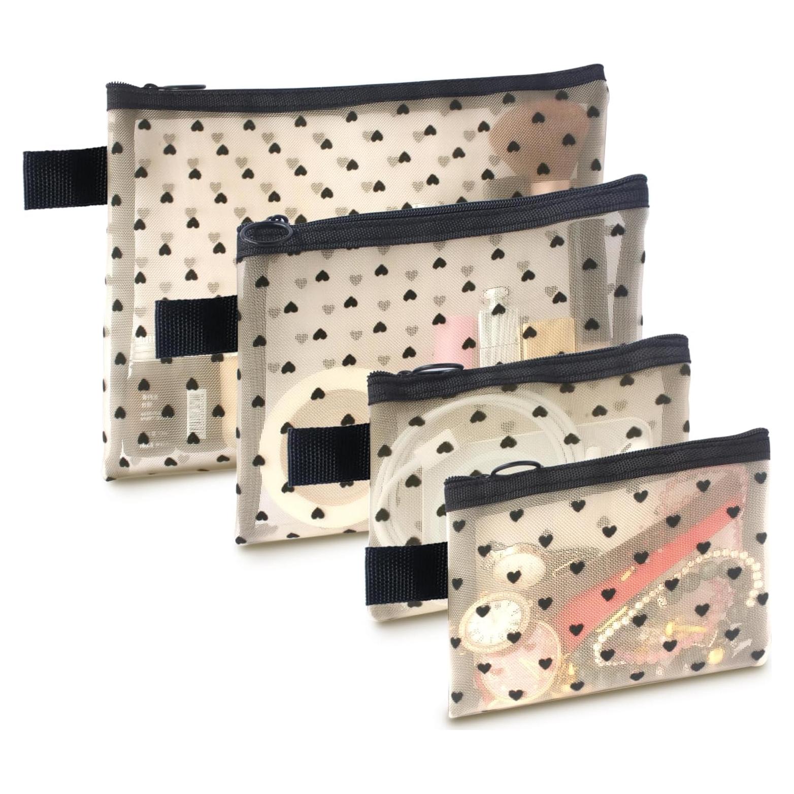 Juego de 4 Bolsas de Maquillaje de Malla Beige - HMB 002