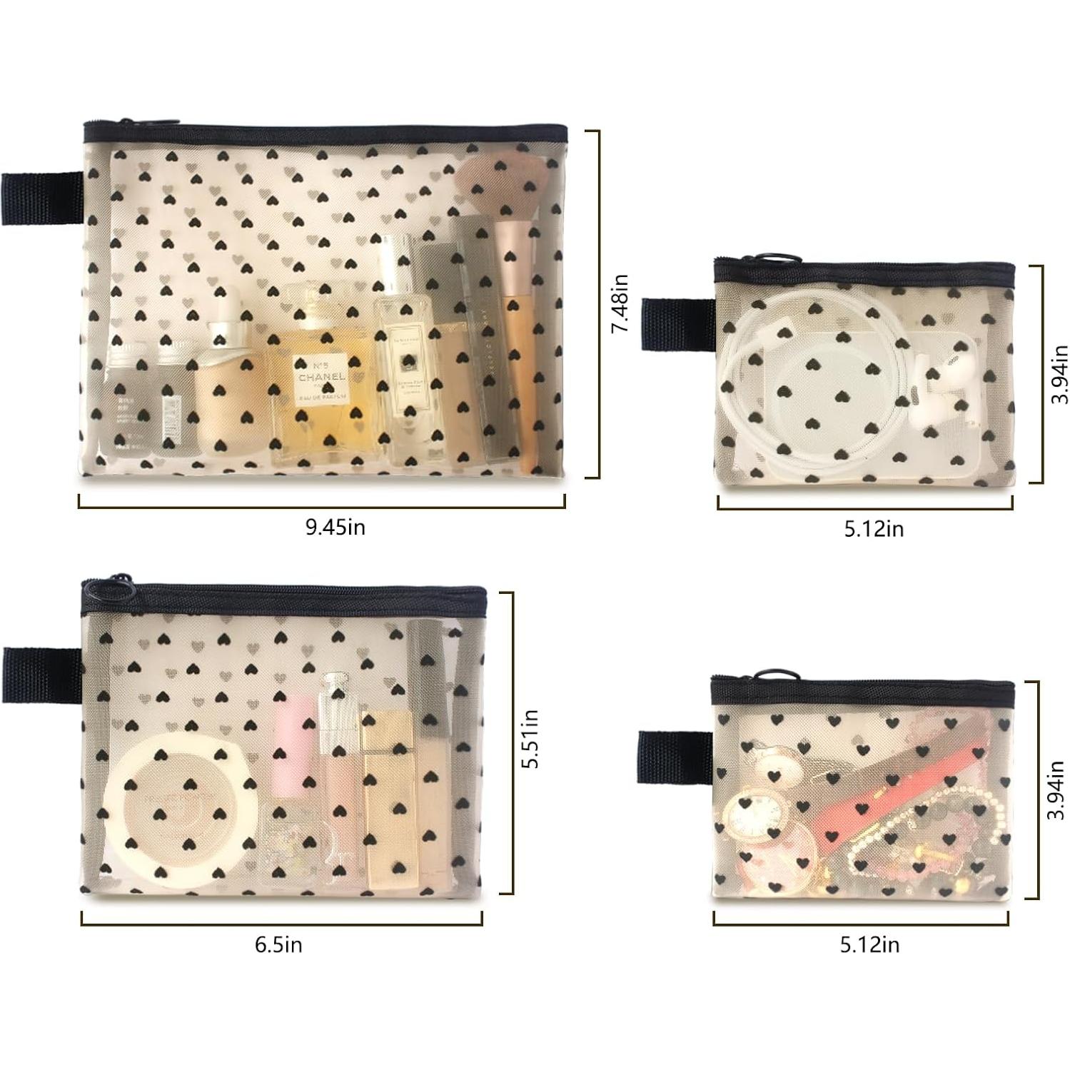 Juego de 4 Bolsas de Maquillaje de Malla Beige - HMB 002