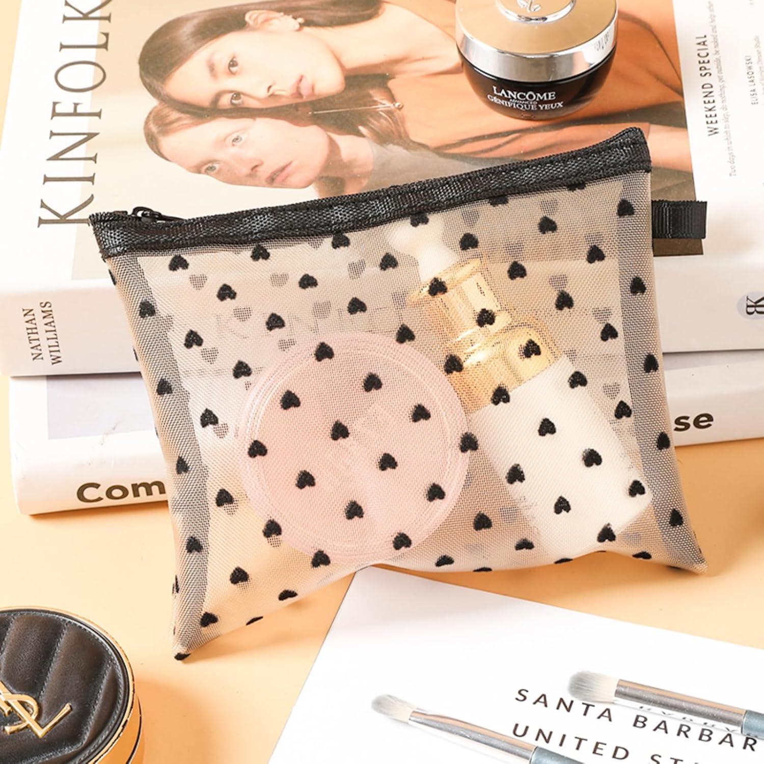 Juego de 4 Bolsas de Maquillaje de Malla Beige - HMB 002