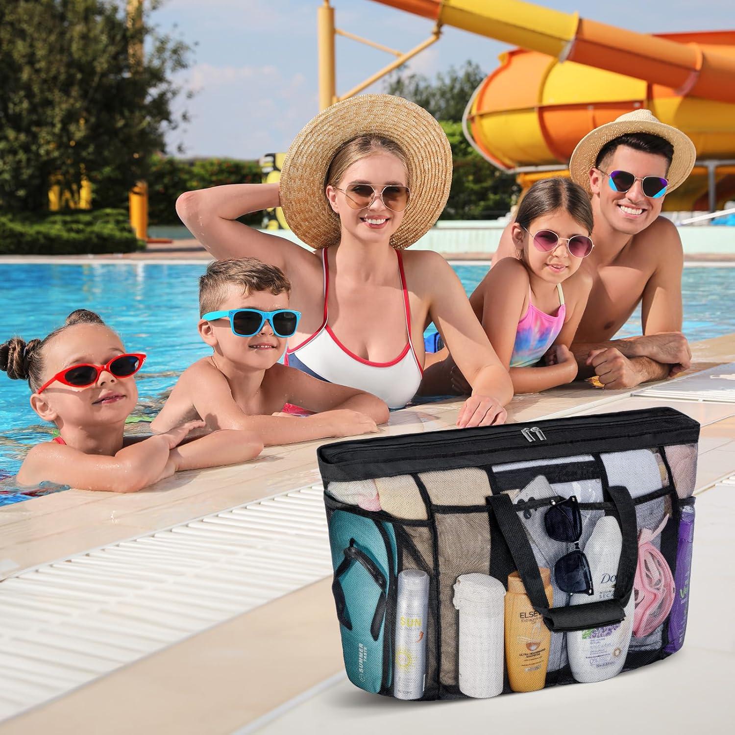 Bolsa de Playa de Malla Lifewit Extra Grande Negra 60x22x45cm