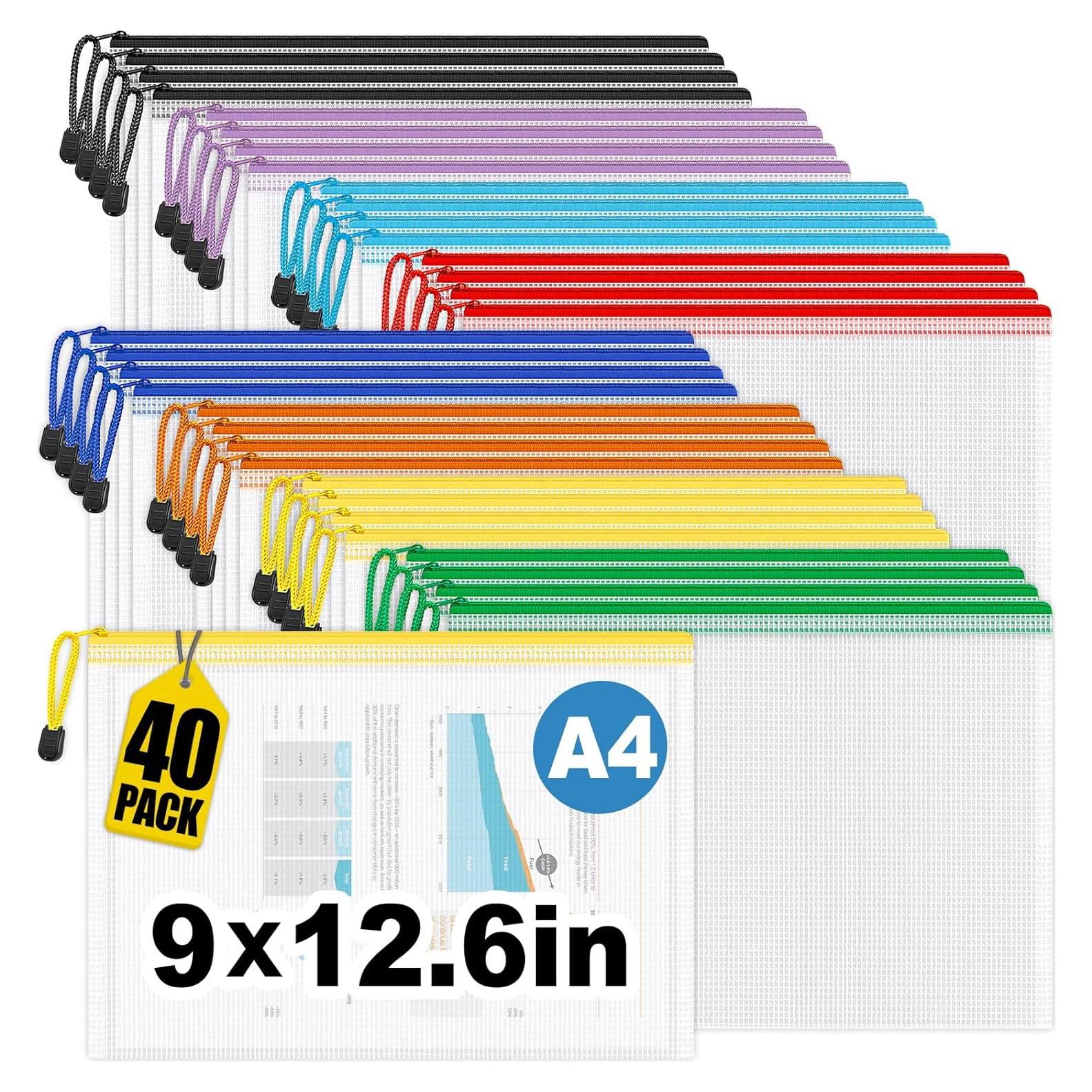 Jumlys 40 Bolsas de Malla con Cremallera A4 Impermeables
