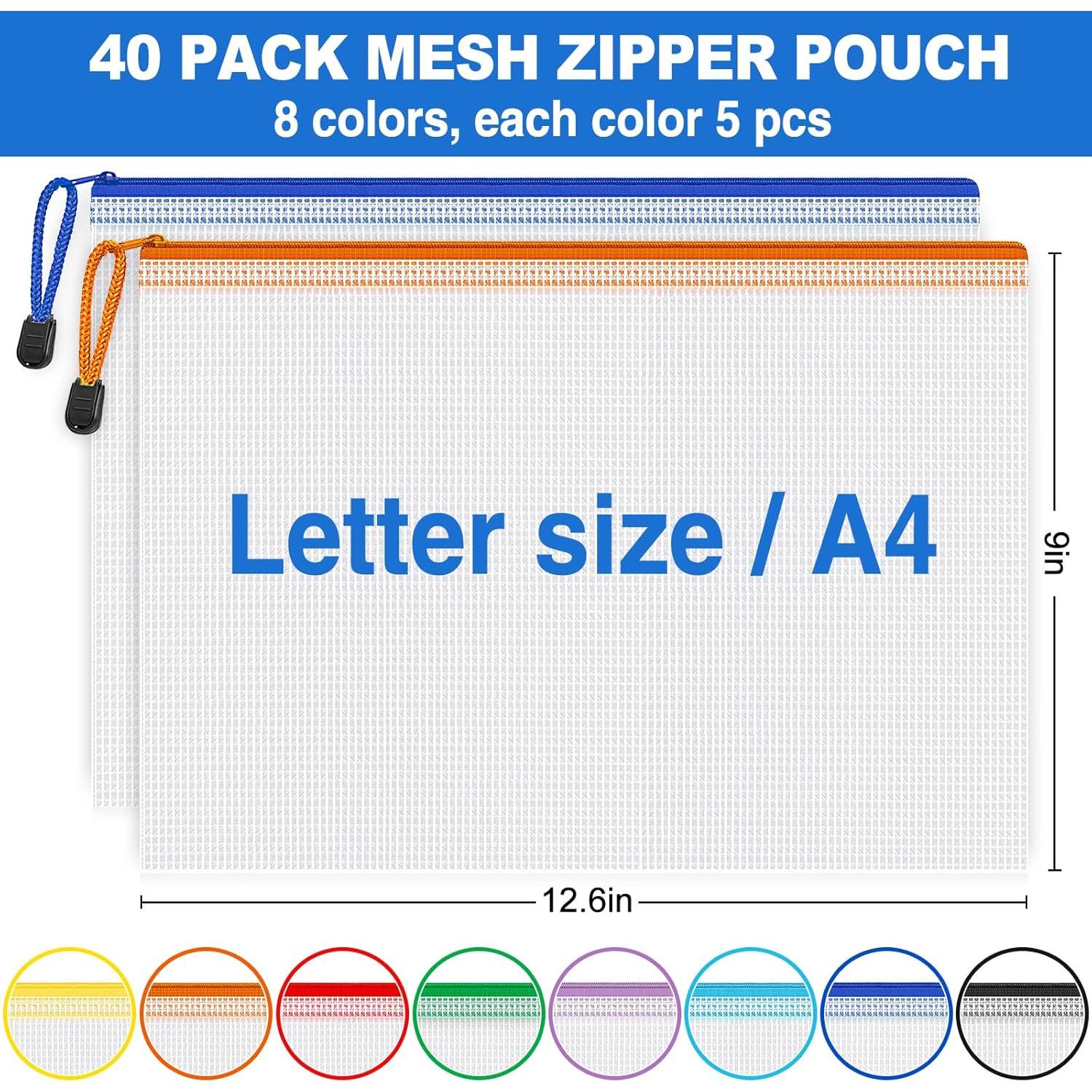 Jumlys 40 Bolsas de Malla con Cremallera A4 Impermeables