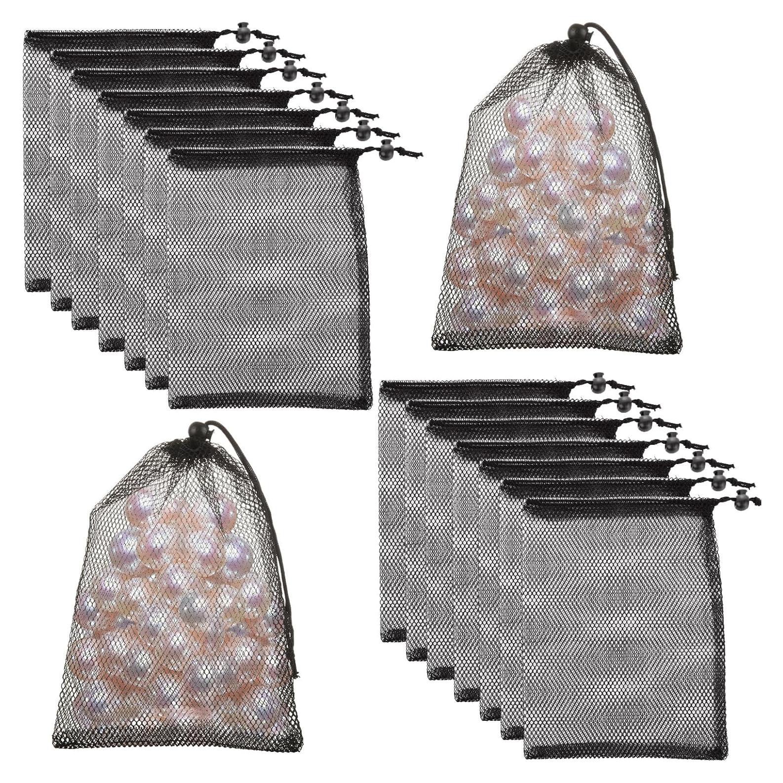 Paquete de 30 bolsas de malla negra 20x30 cm con cordón