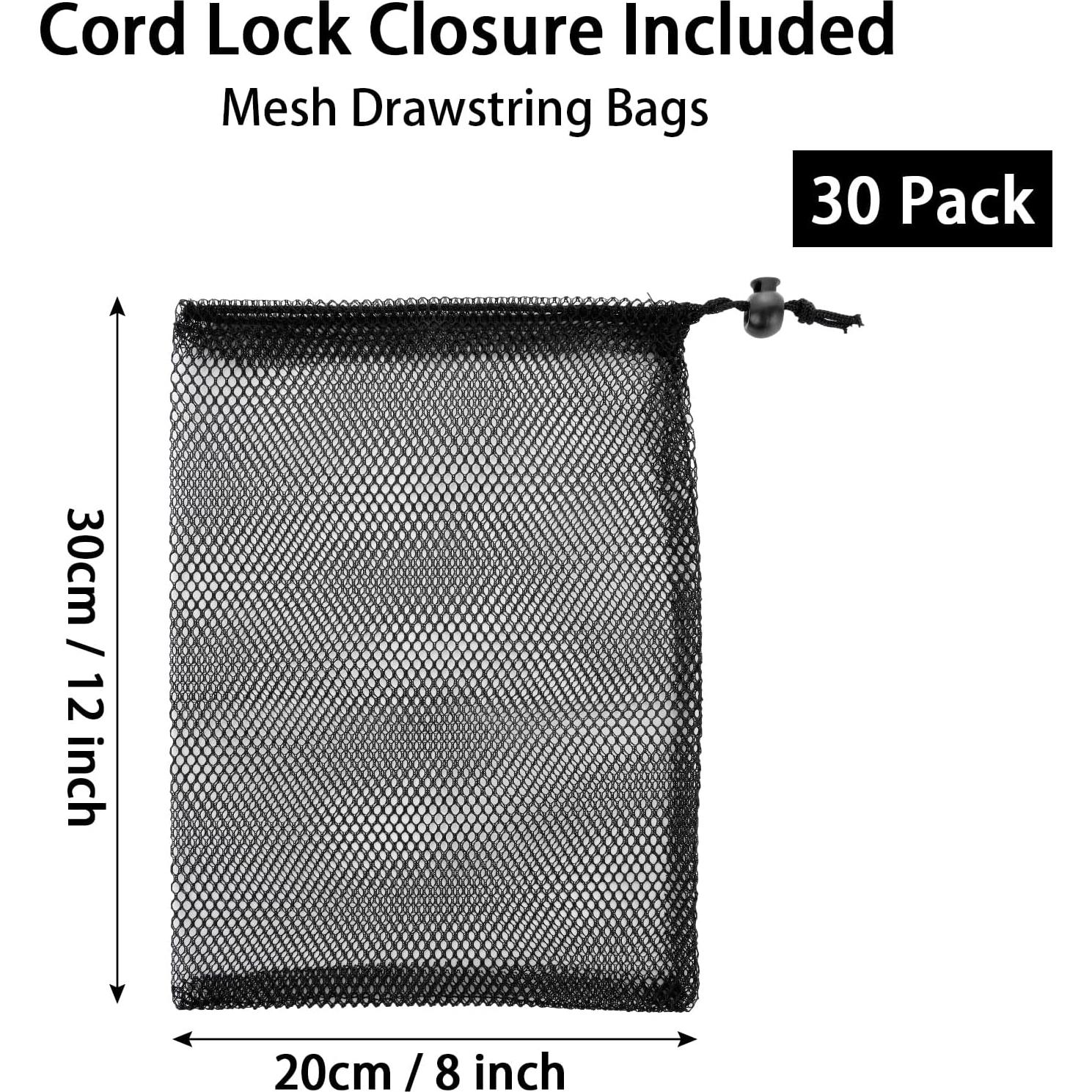 Paquete de 30 bolsas de malla negra 20x30 cm con cordón