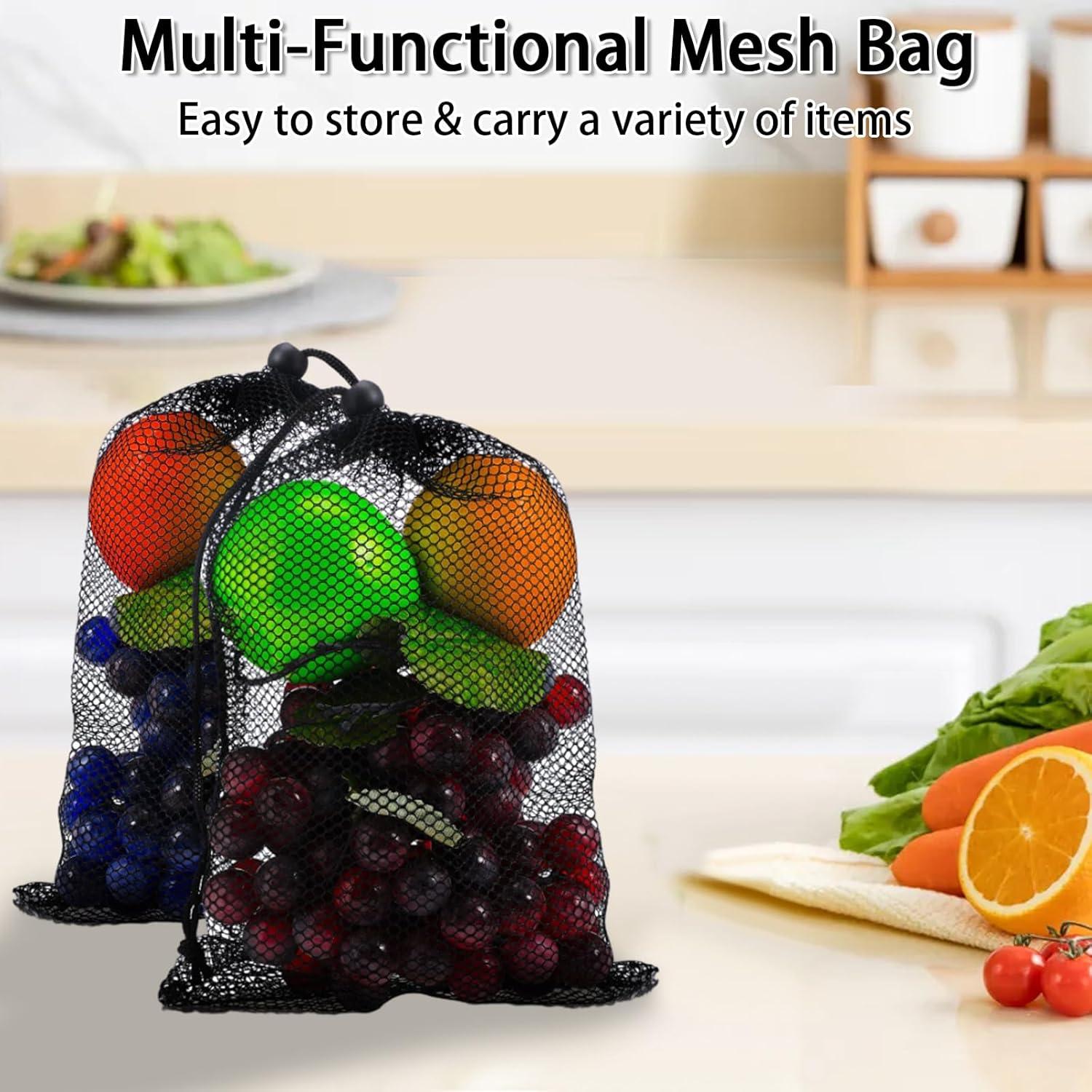 Paquete de 30 bolsas de malla negra 20x30 cm con cordón