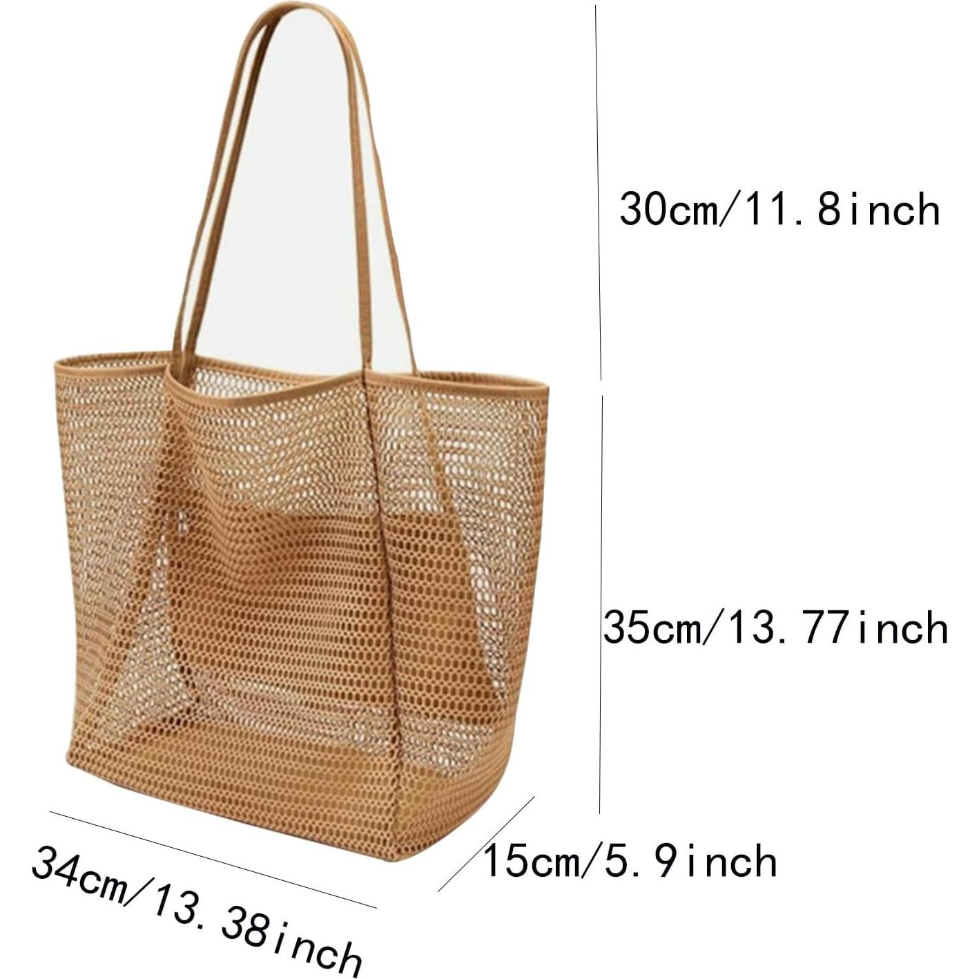 Bolsa de Playa de Malla Tejida HYHP con Bolsa Cosmética Transparente