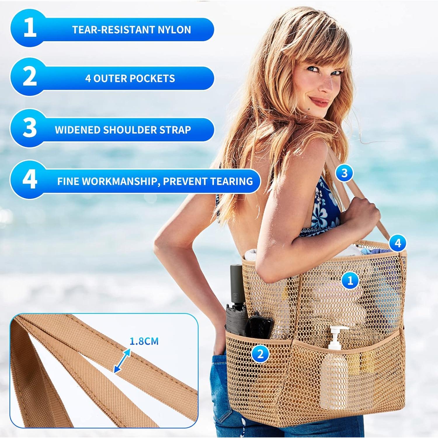 Bolsa de Playa Tibroni para Mujeres - Malla Impermeable 37x35cm