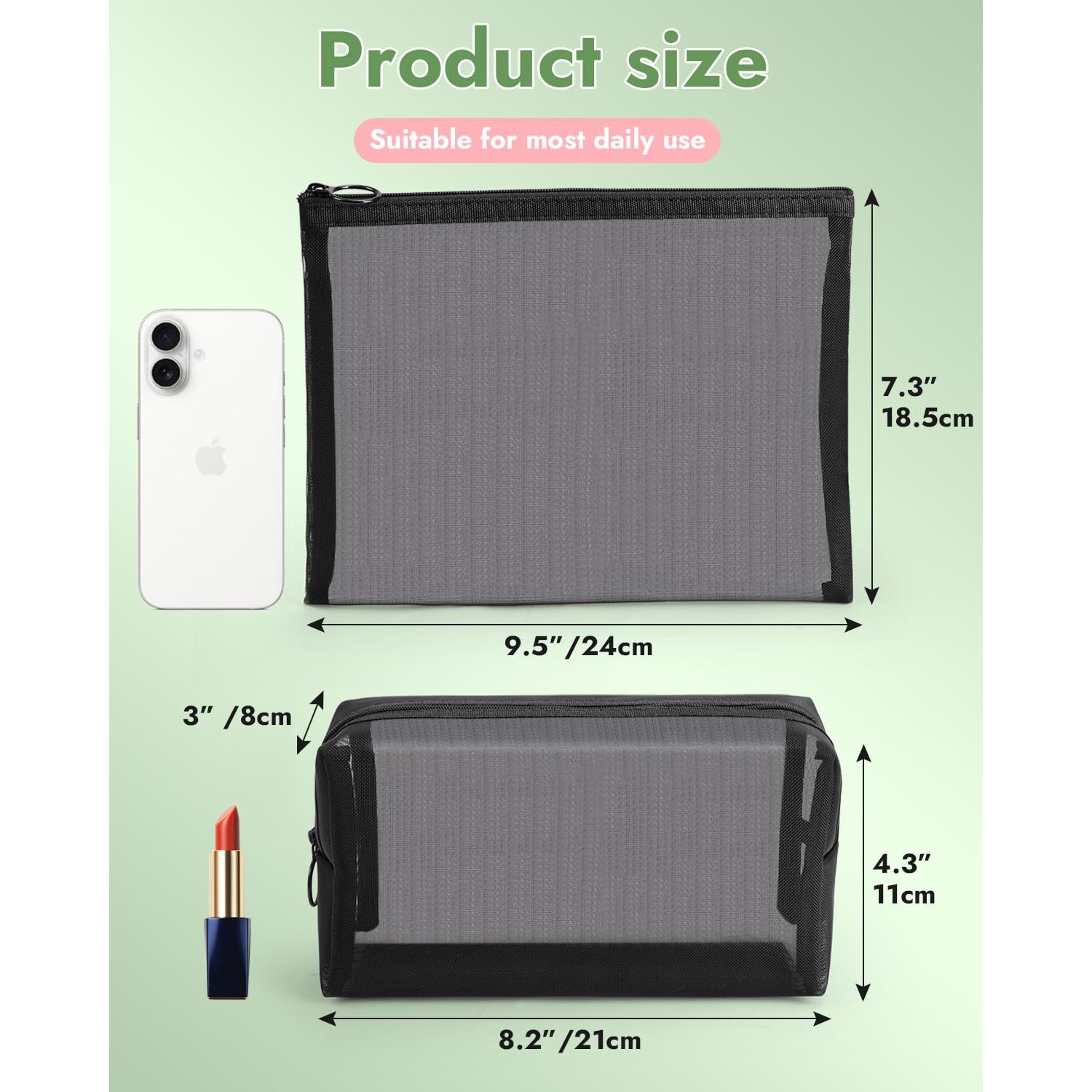 Juego de 4 bolsas cosméticas de malla nylon Besharppin