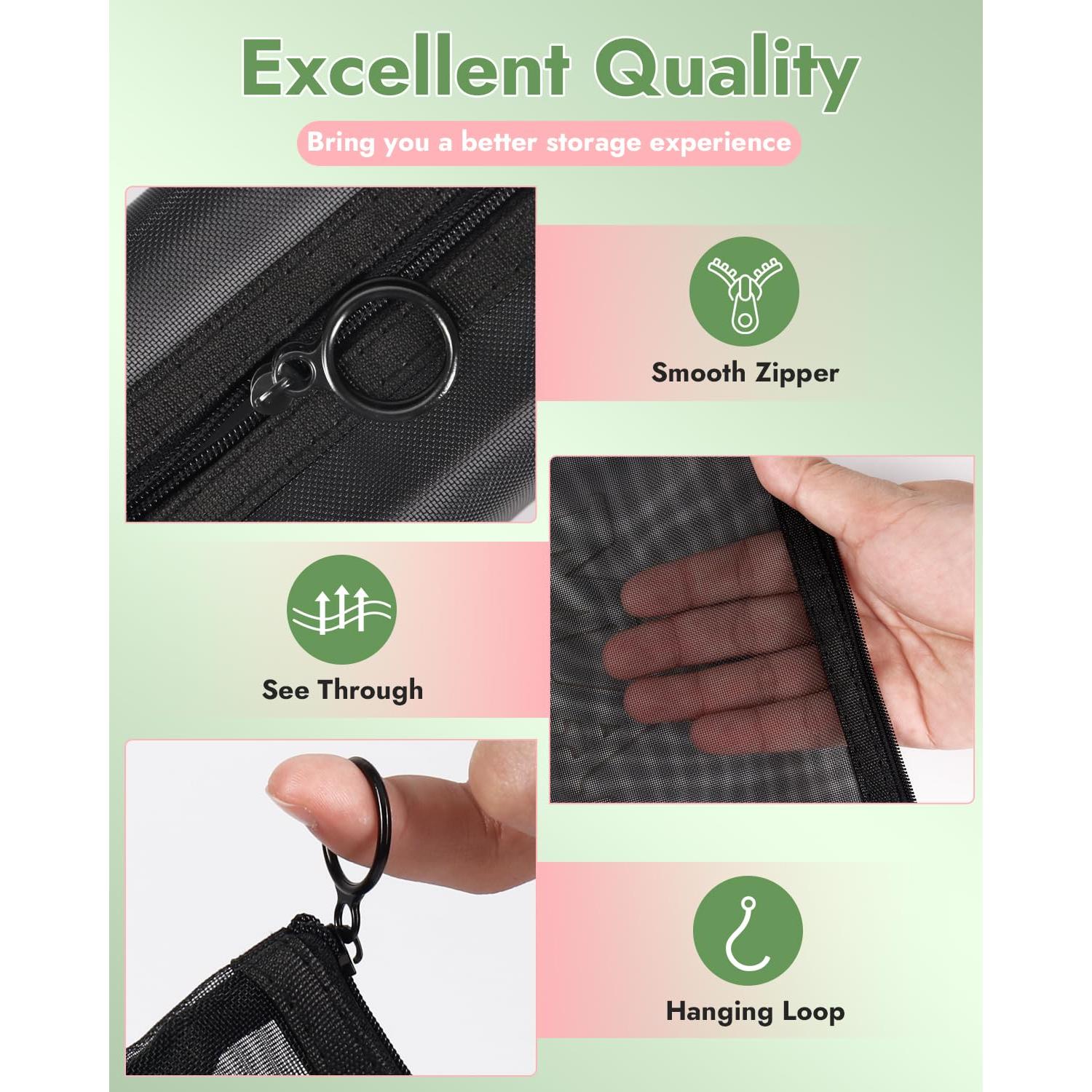 Juego de 4 bolsas cosméticas de malla nylon Besharppin