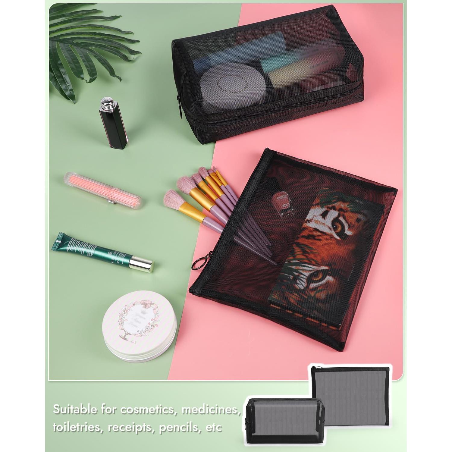 Juego de 4 bolsas cosméticas de malla nylon Besharppin