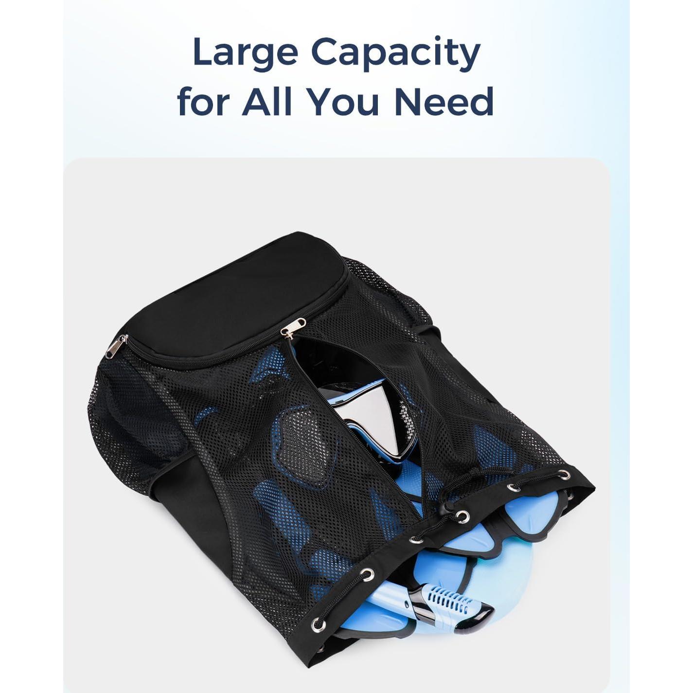 Mochila de Malla Deportiva con Compartimento para Zapatos - Negro