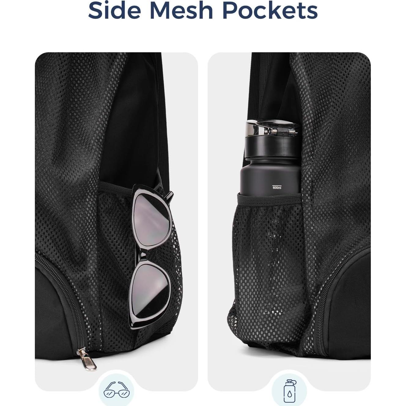 Mochila de Malla Deportiva con Compartimento para Zapatos - Negro