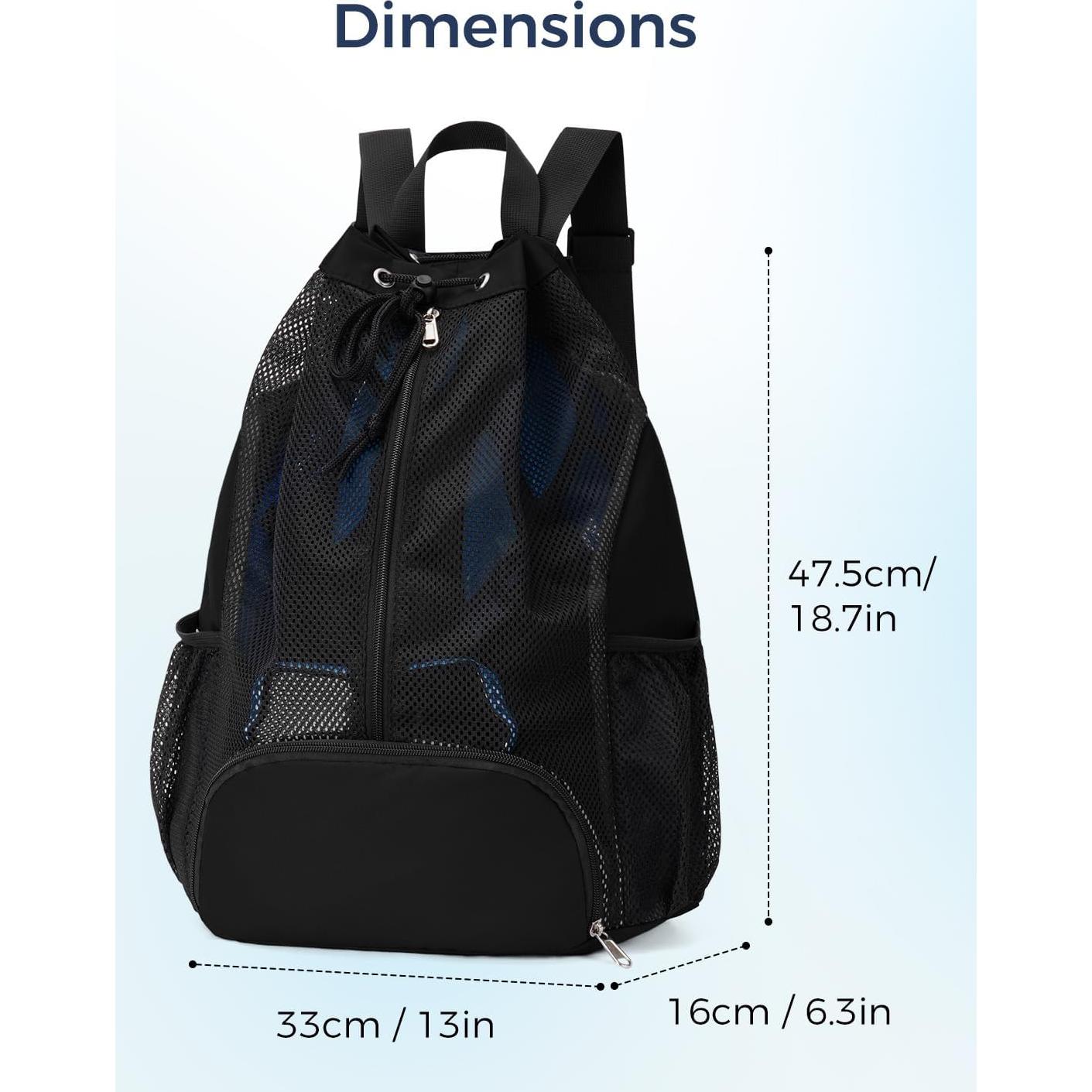 Mochila de Malla Deportiva con Compartimento para Zapatos - Negro