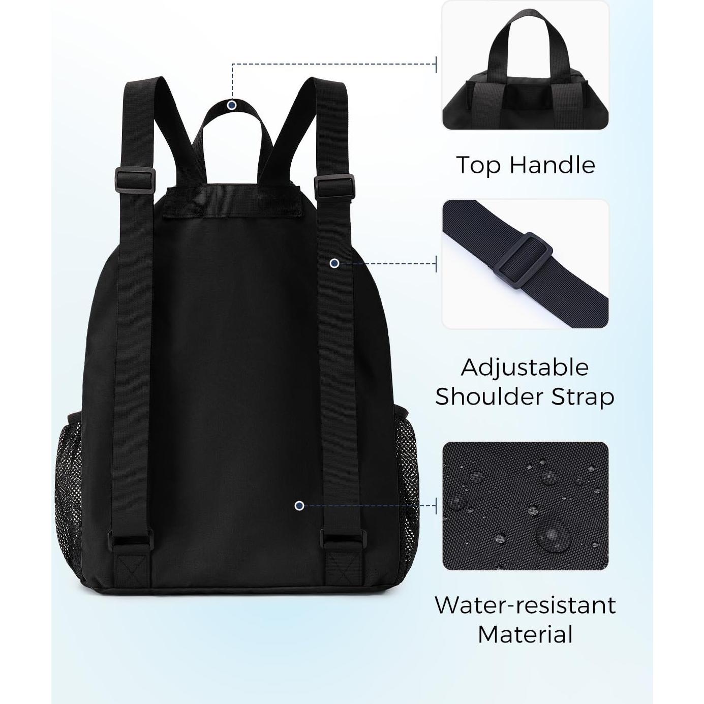 Mochila de Malla Deportiva con Compartimento para Zapatos - Negro