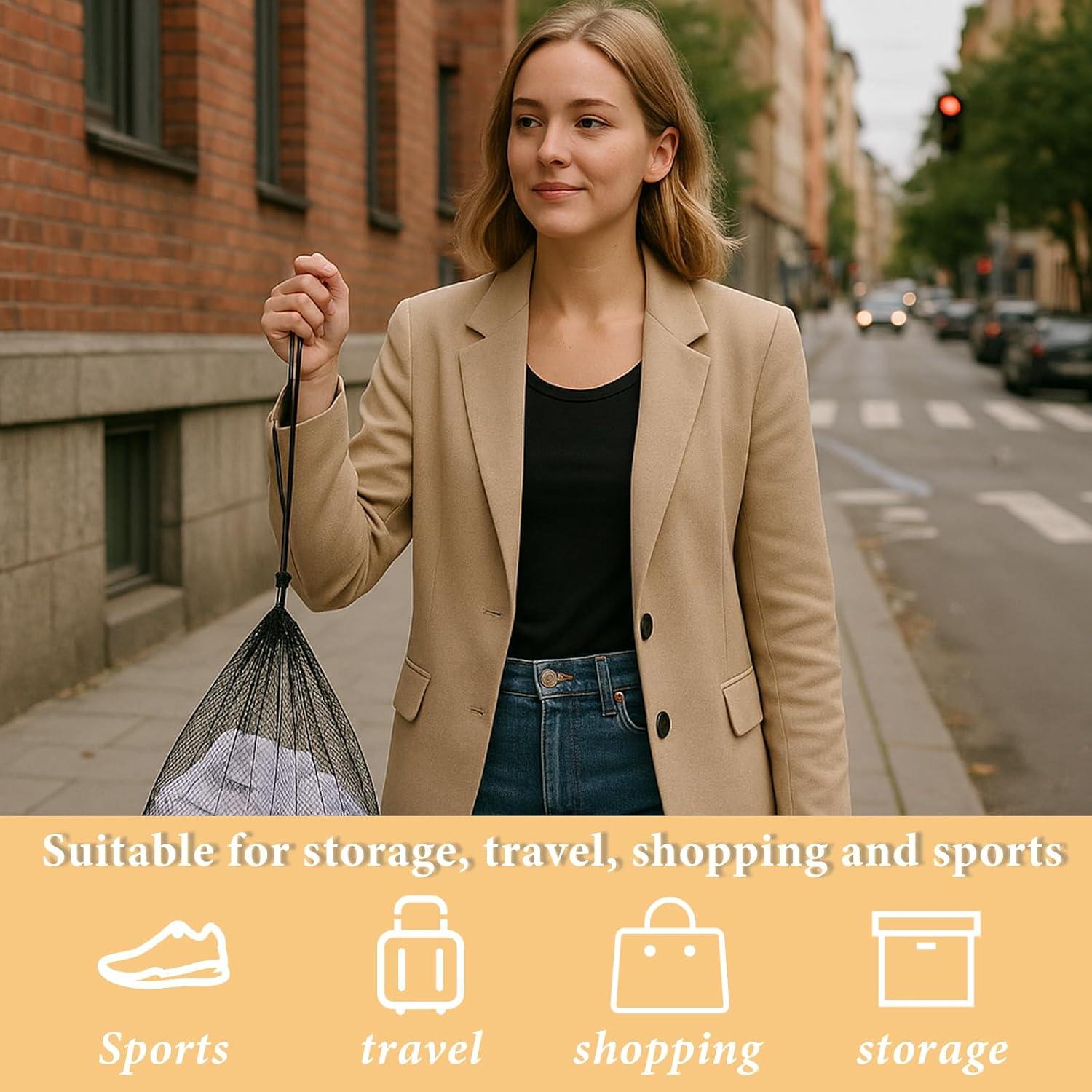 6 Bolsas de Malla con Cierre de Cordón Psyqtsuary 40x34 cm