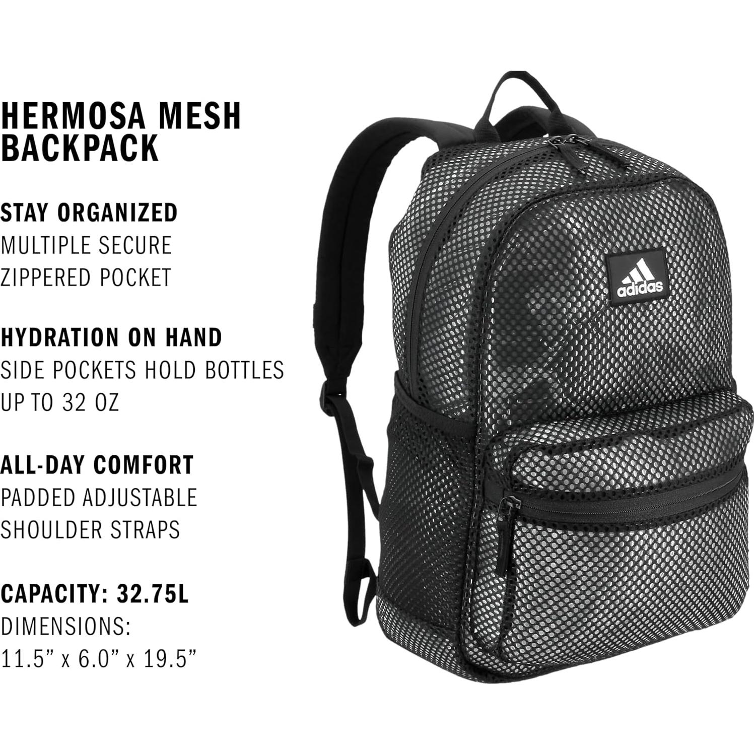 Mochila de Malla Adidas 20L Unisex Negra y Blanca