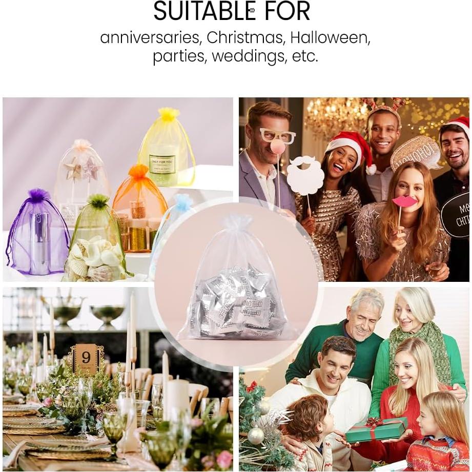 Bolsas de Organza 100PCS Meowoo 7.62x10.16cm Miscolores