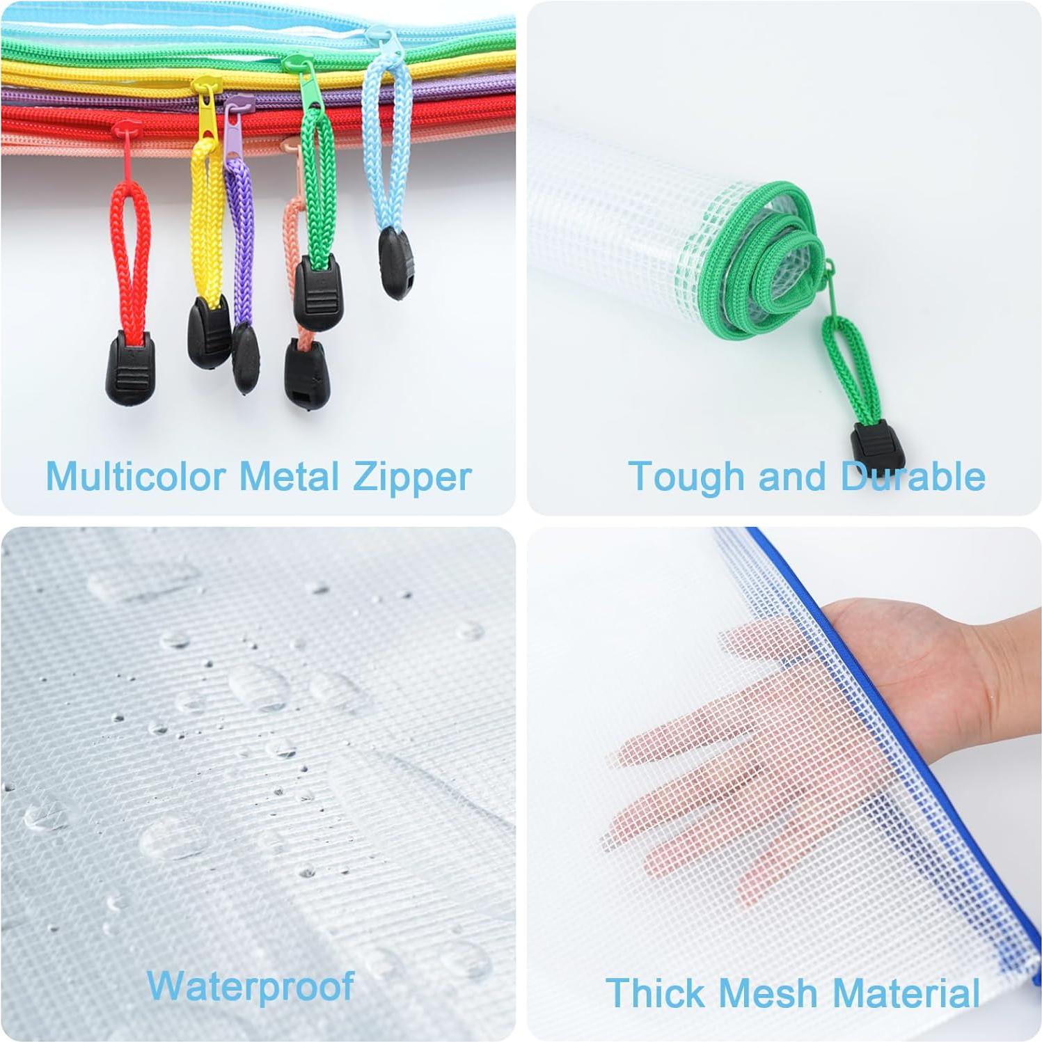 30 Bolsas de Cremallera de Malla Wegoup A4 Impermeables 10 Colores